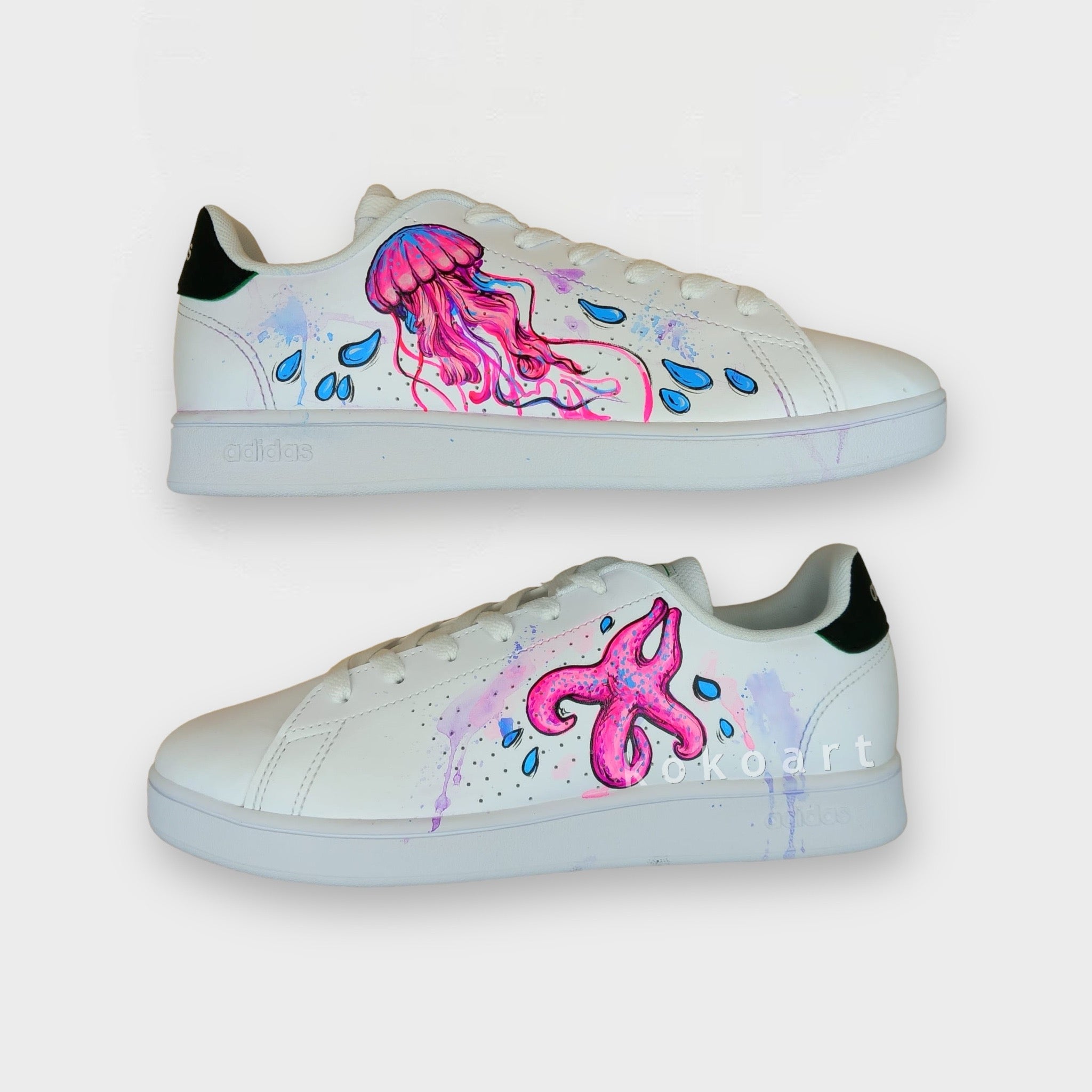Stan Smith Hand Painted Neon Jelly Fish