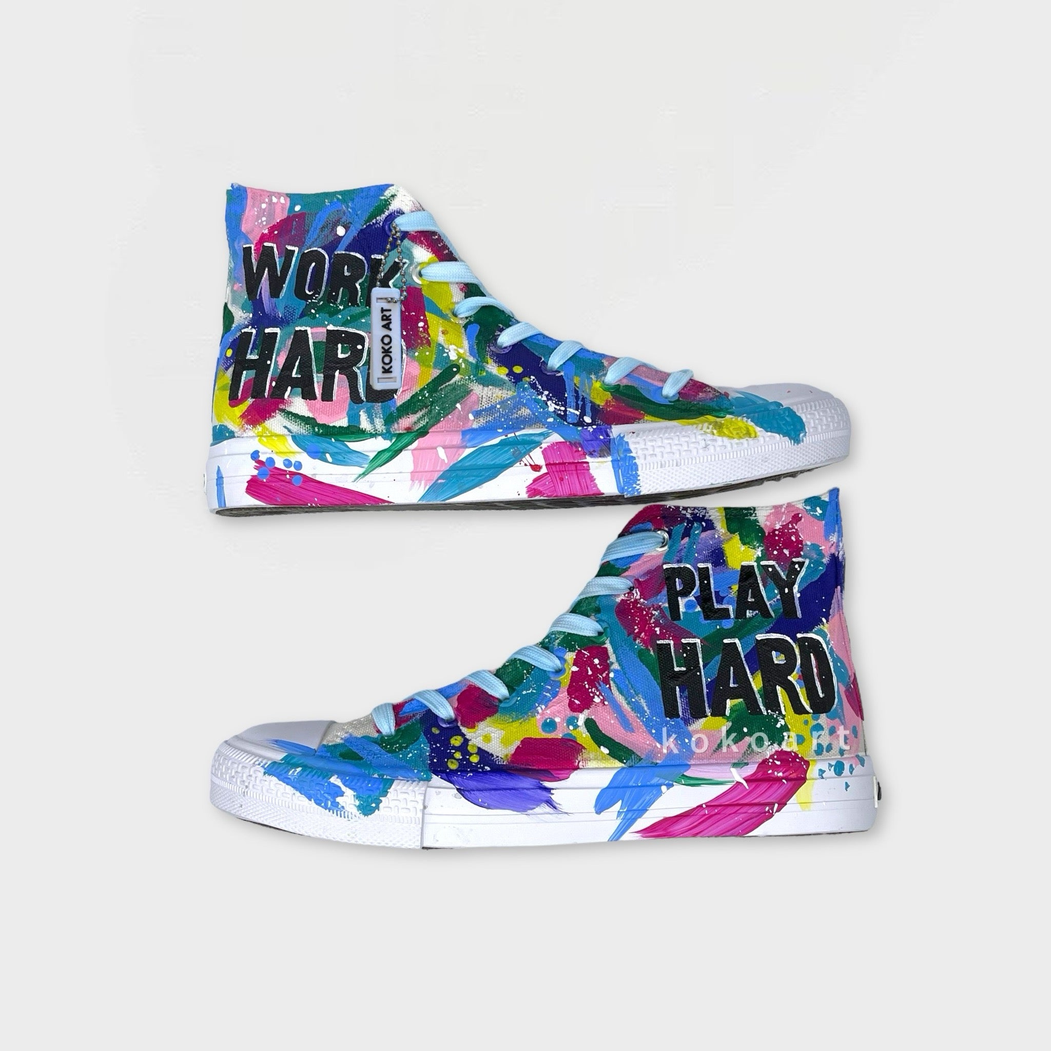 Play Hard Hand Painted Shoes