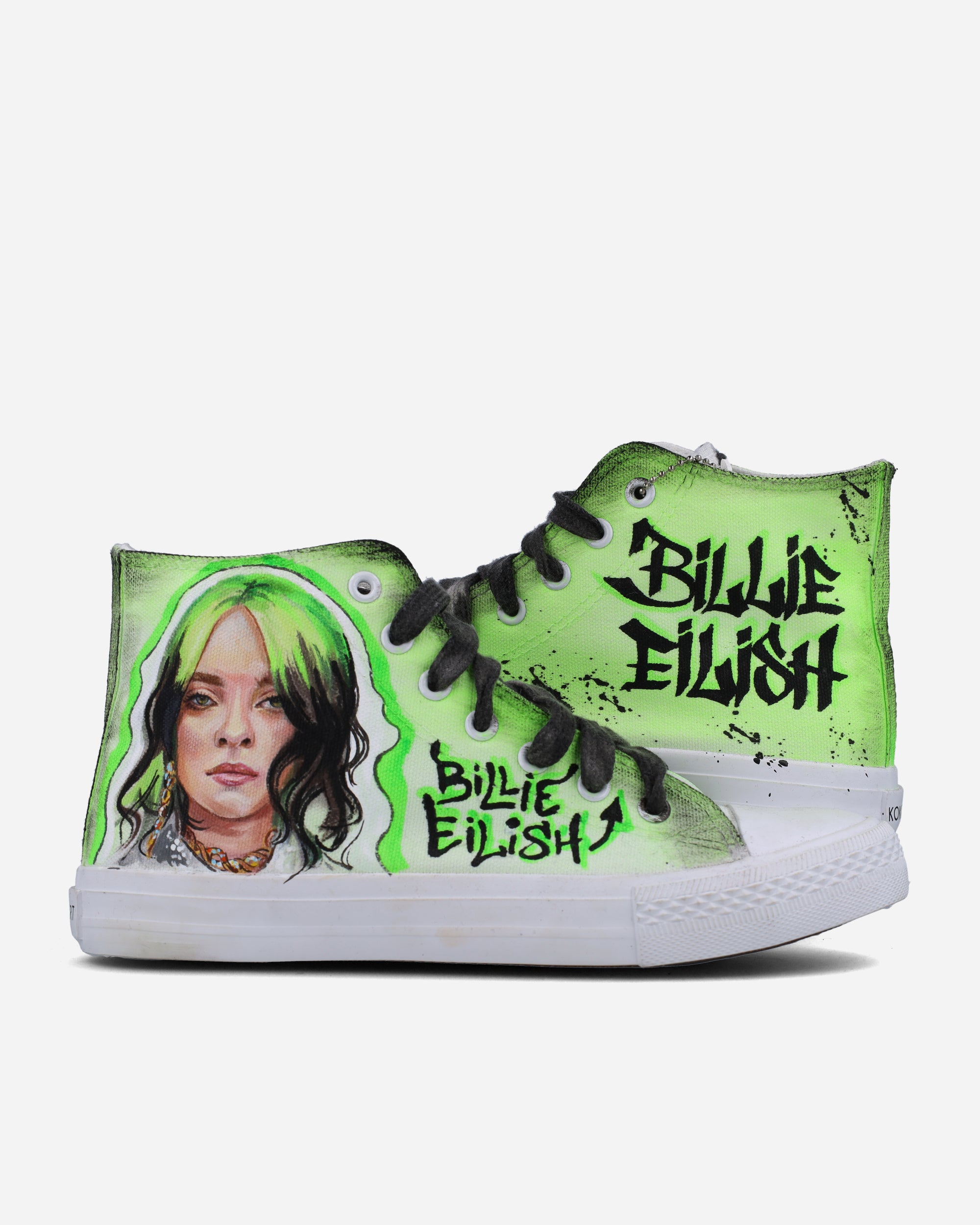Music Portrait Neon Green Hand Painted Shoes
