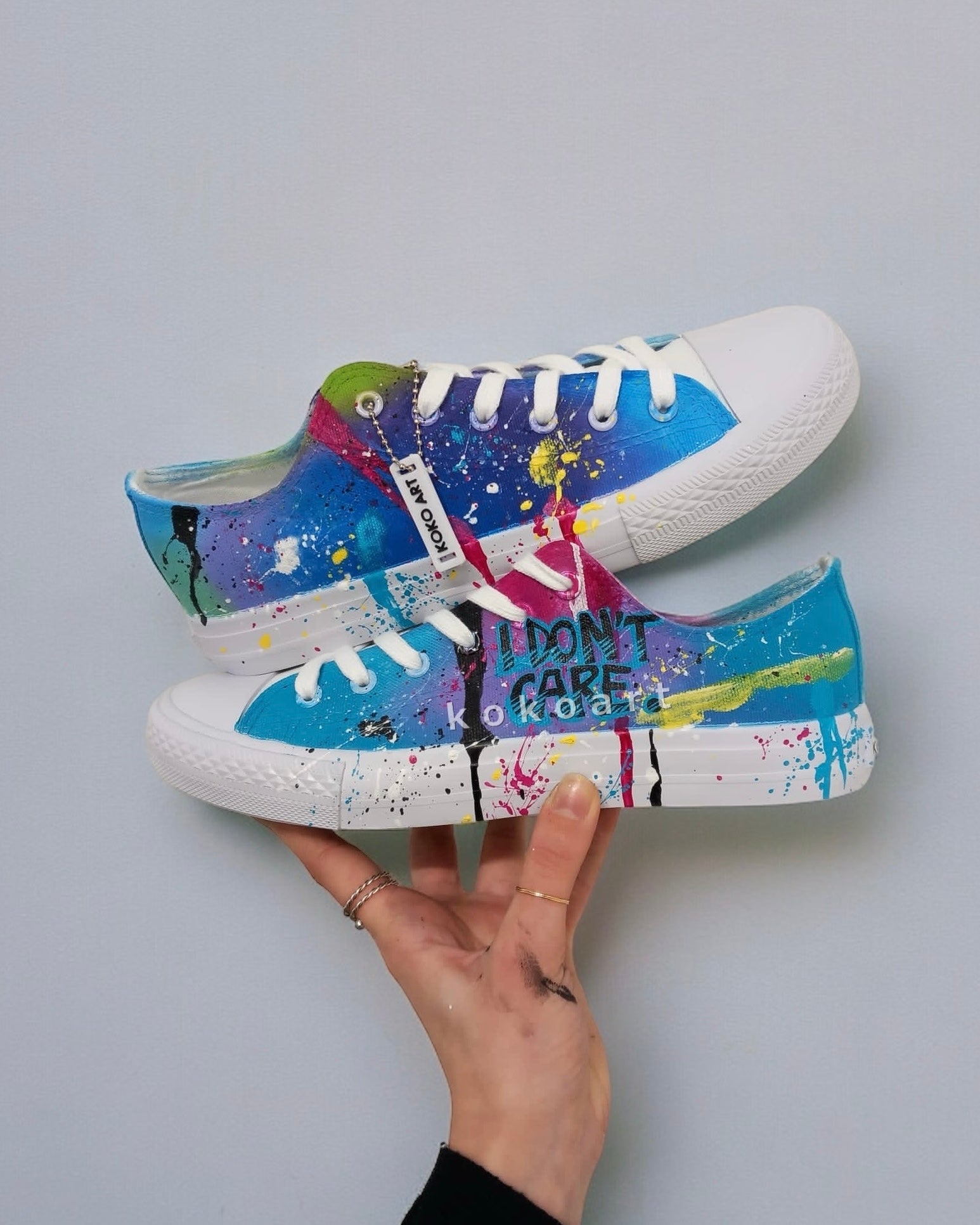 I don't Care Hand Painted Shoes