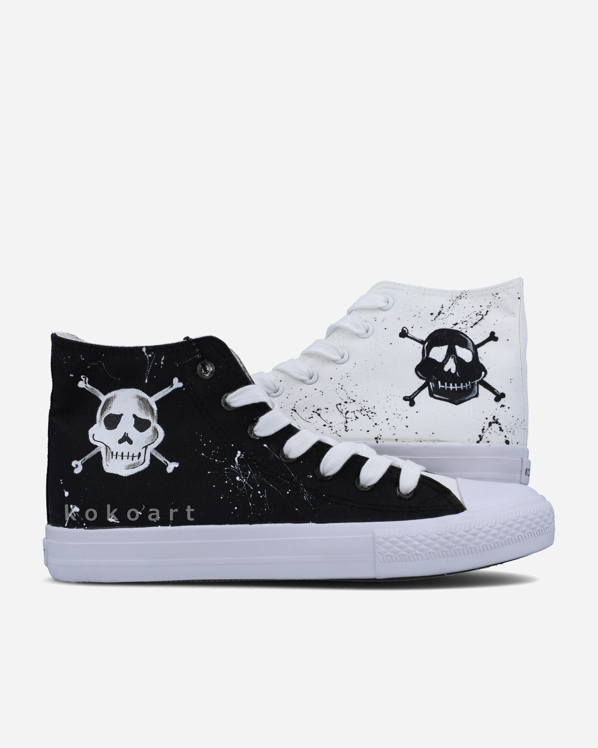 Black and White Skull Hand Painted Shoes