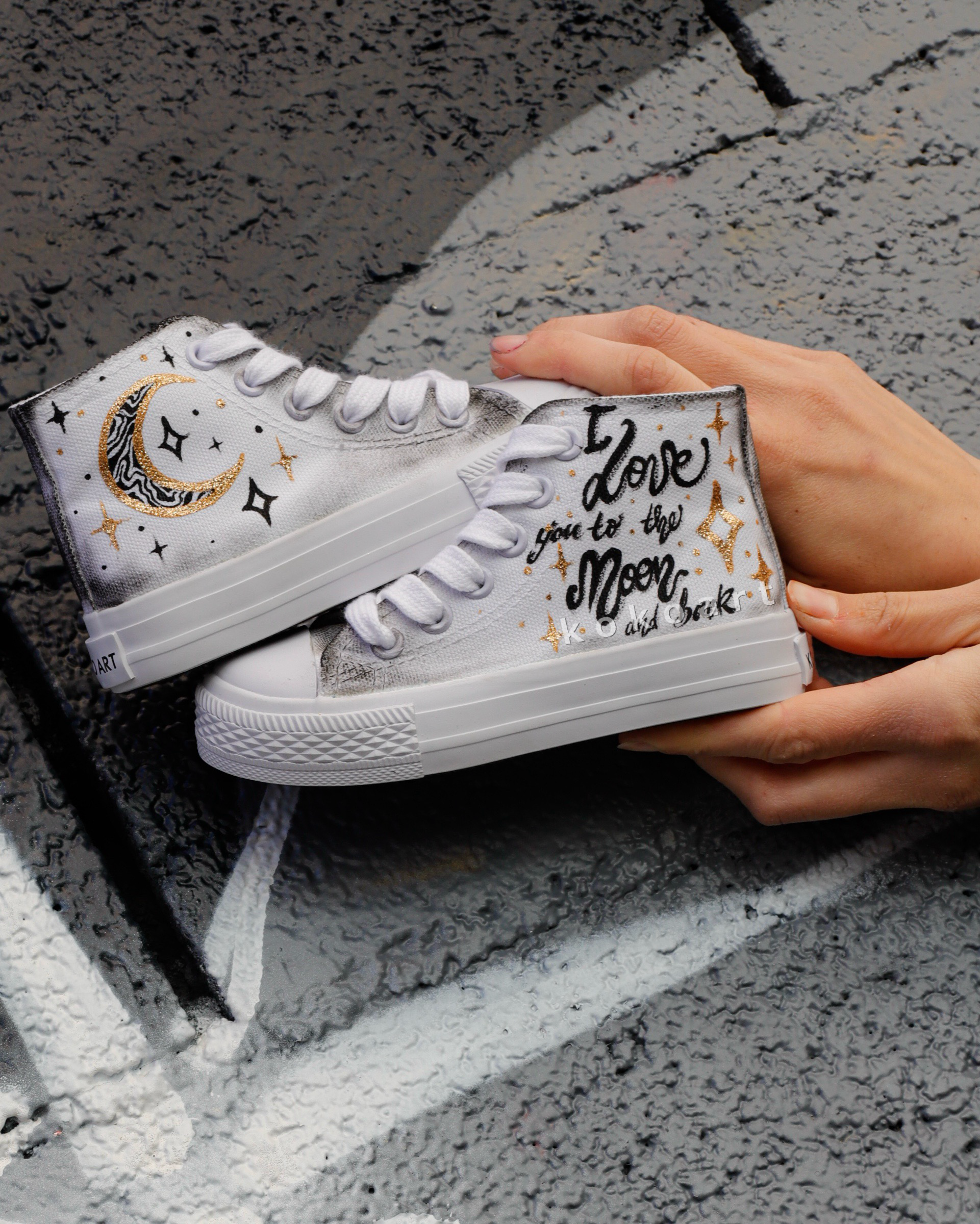 Love to the Moon Hand Painted Shoes