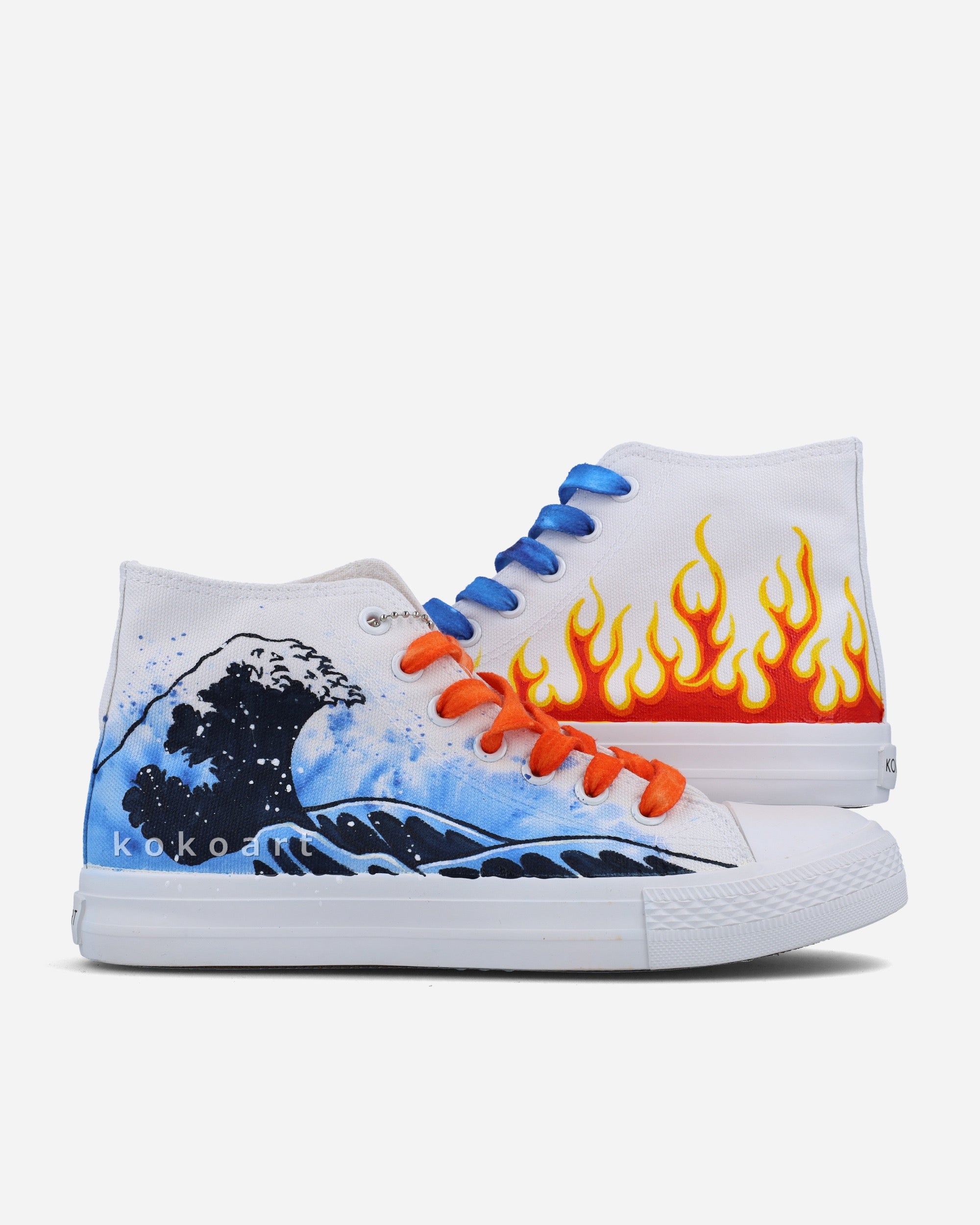 Fire and Wave Hand Painted Shoes