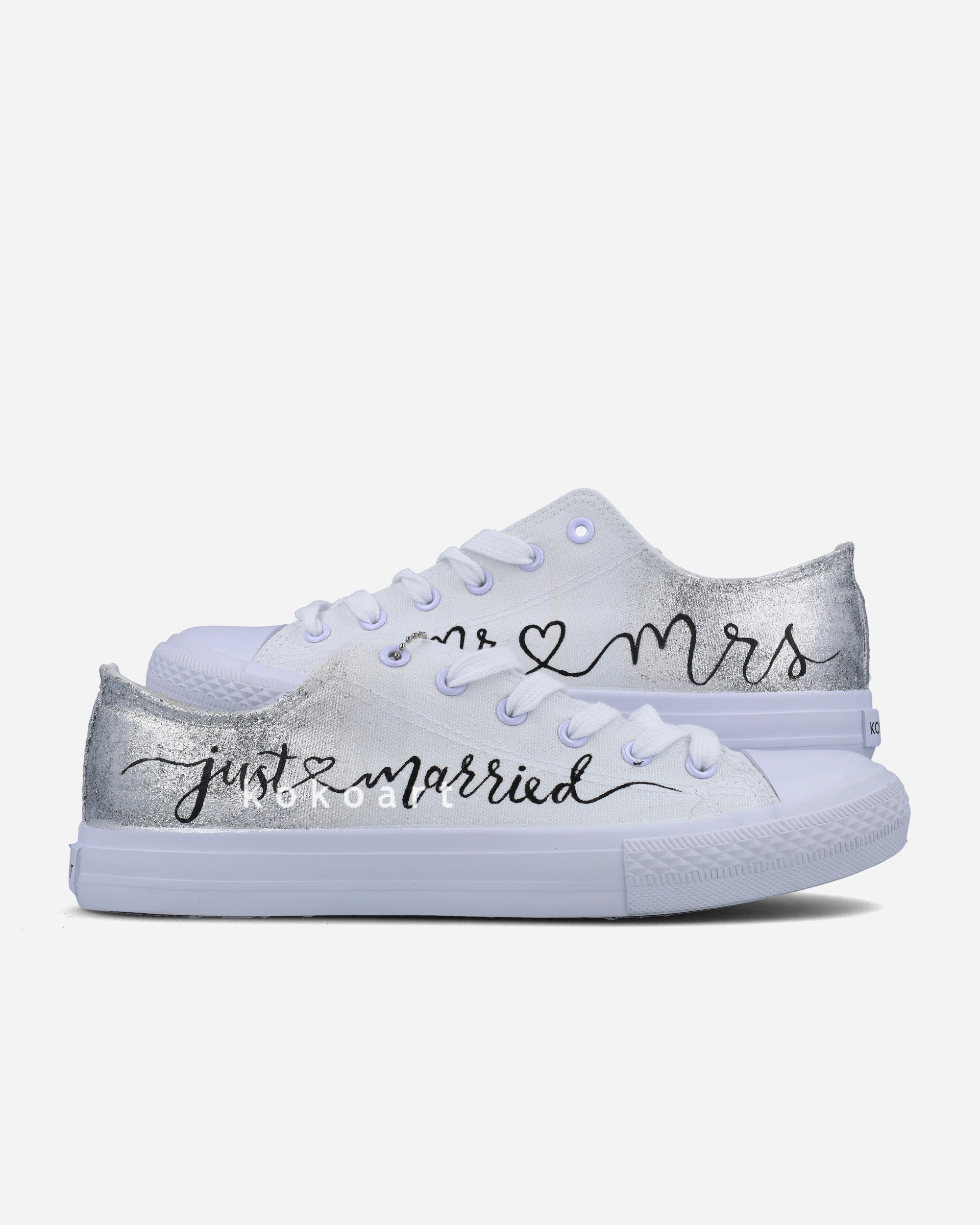 Silver Just Married Wedding Shoes KOKO ART - Main Image