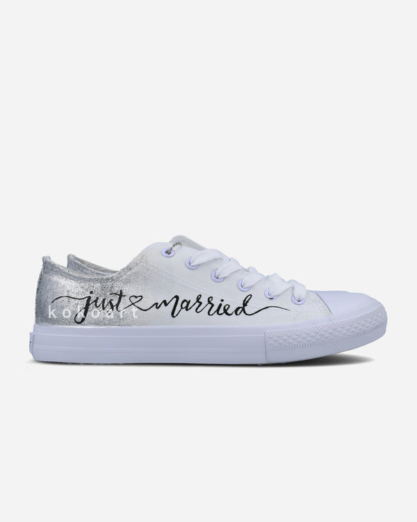 Bridal Shoes Converse All Star Just Married Custom Converse All - Main Image