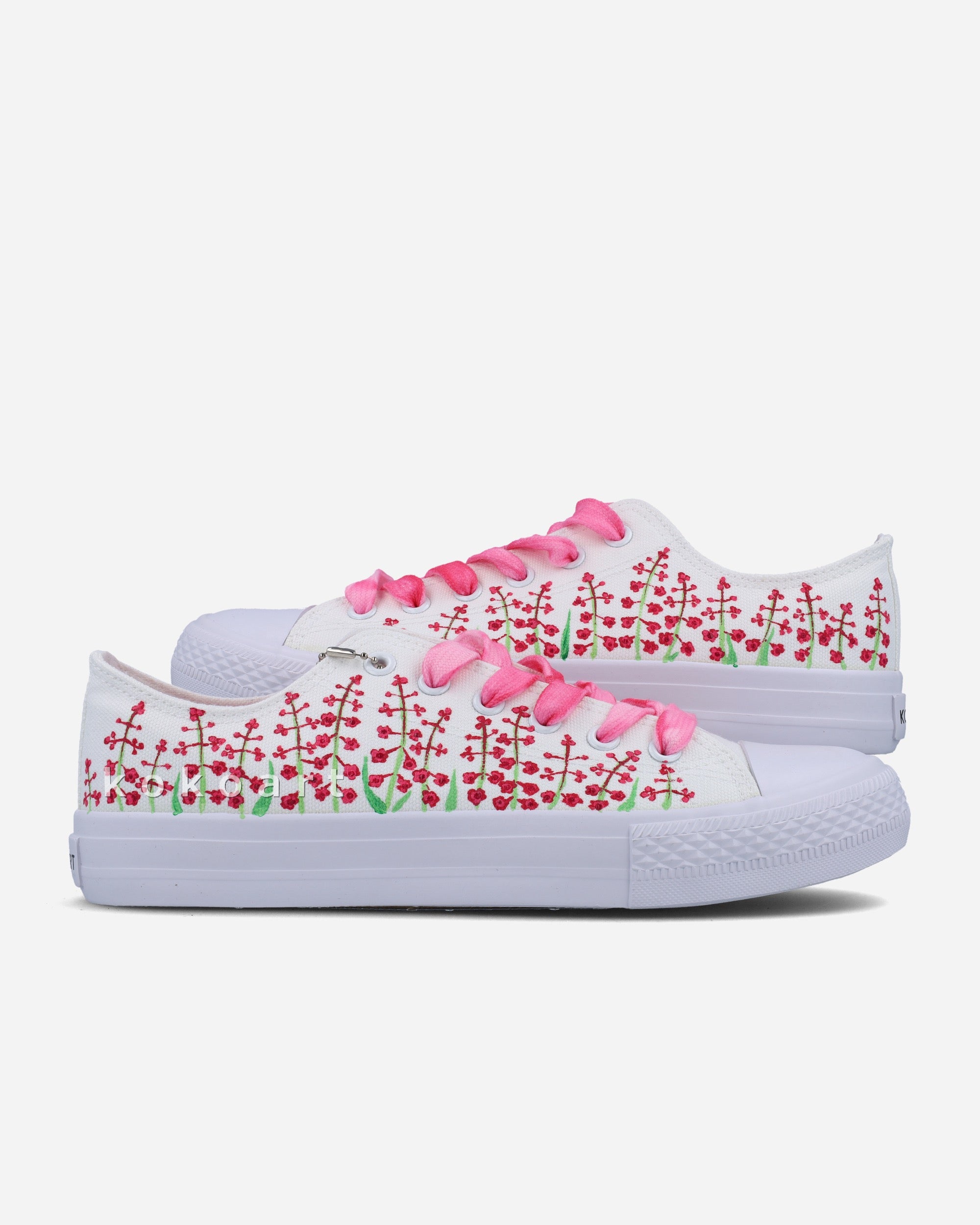 Pink Flowers Hand Painted Shoes by