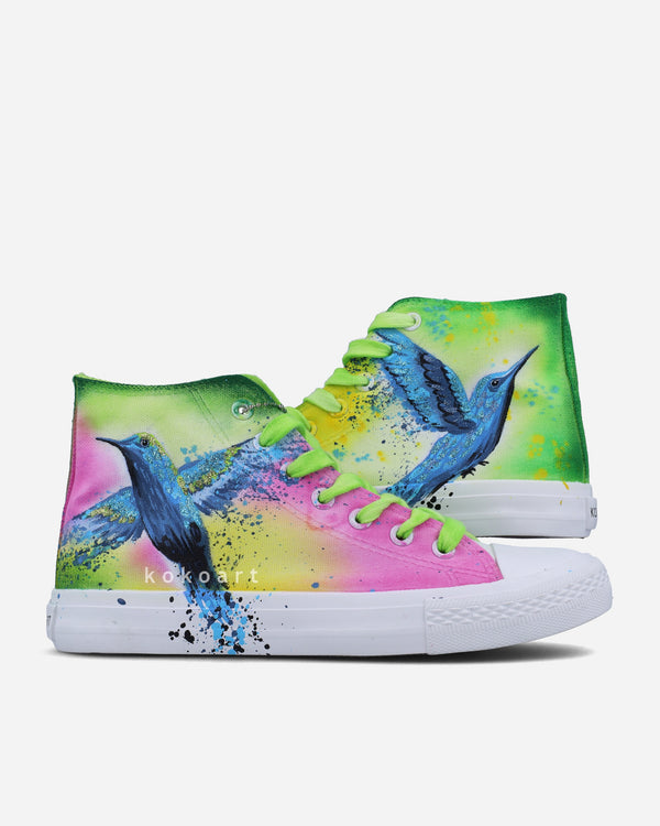Handpainted brand new shoes by Thomas Bird INDIAN PEACOCK FEATHERS HANDPAINTED CANVAS TOMS SHOES BY  main image 3