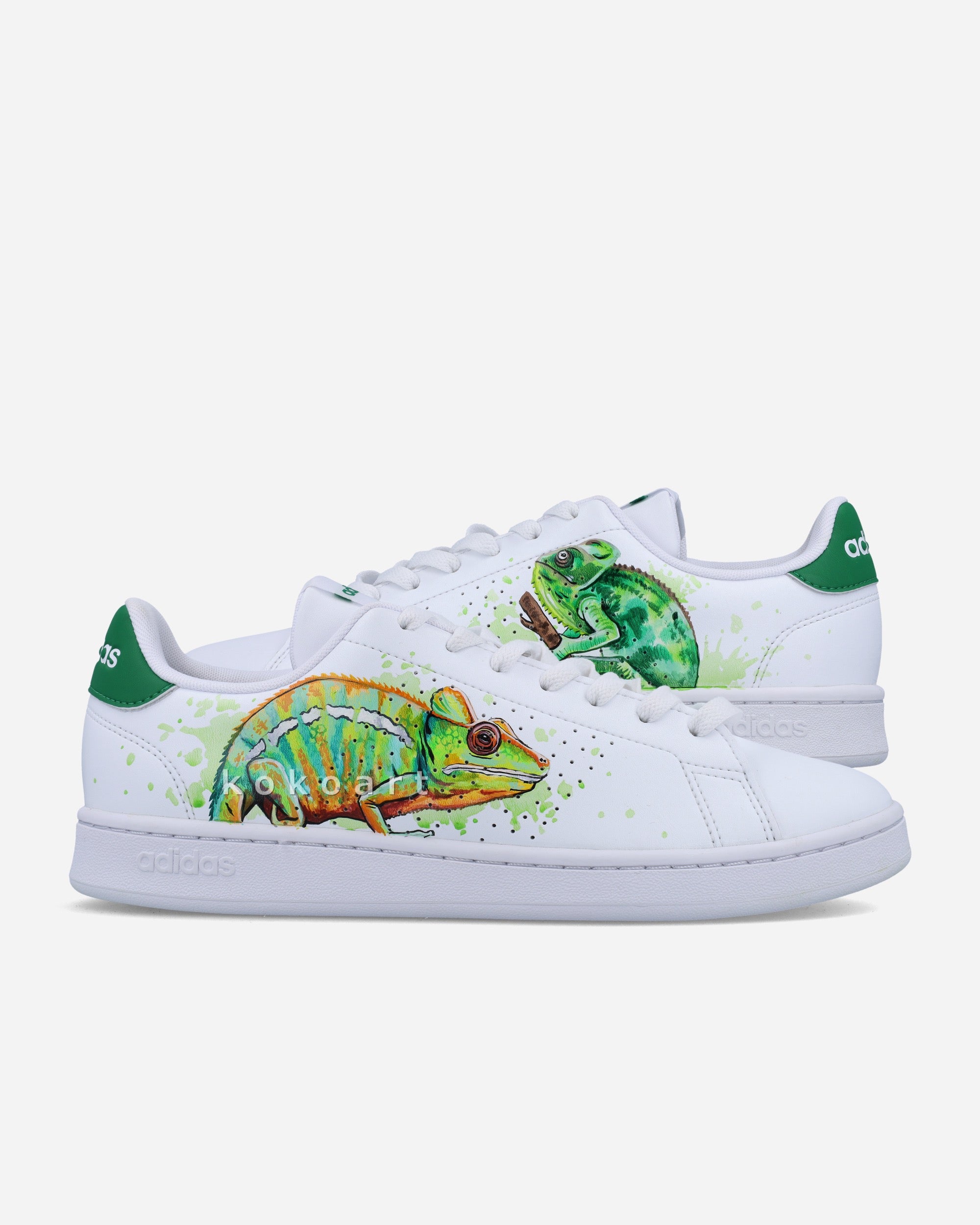 Adidas Hand Painted Chameleons with Watercolour Background