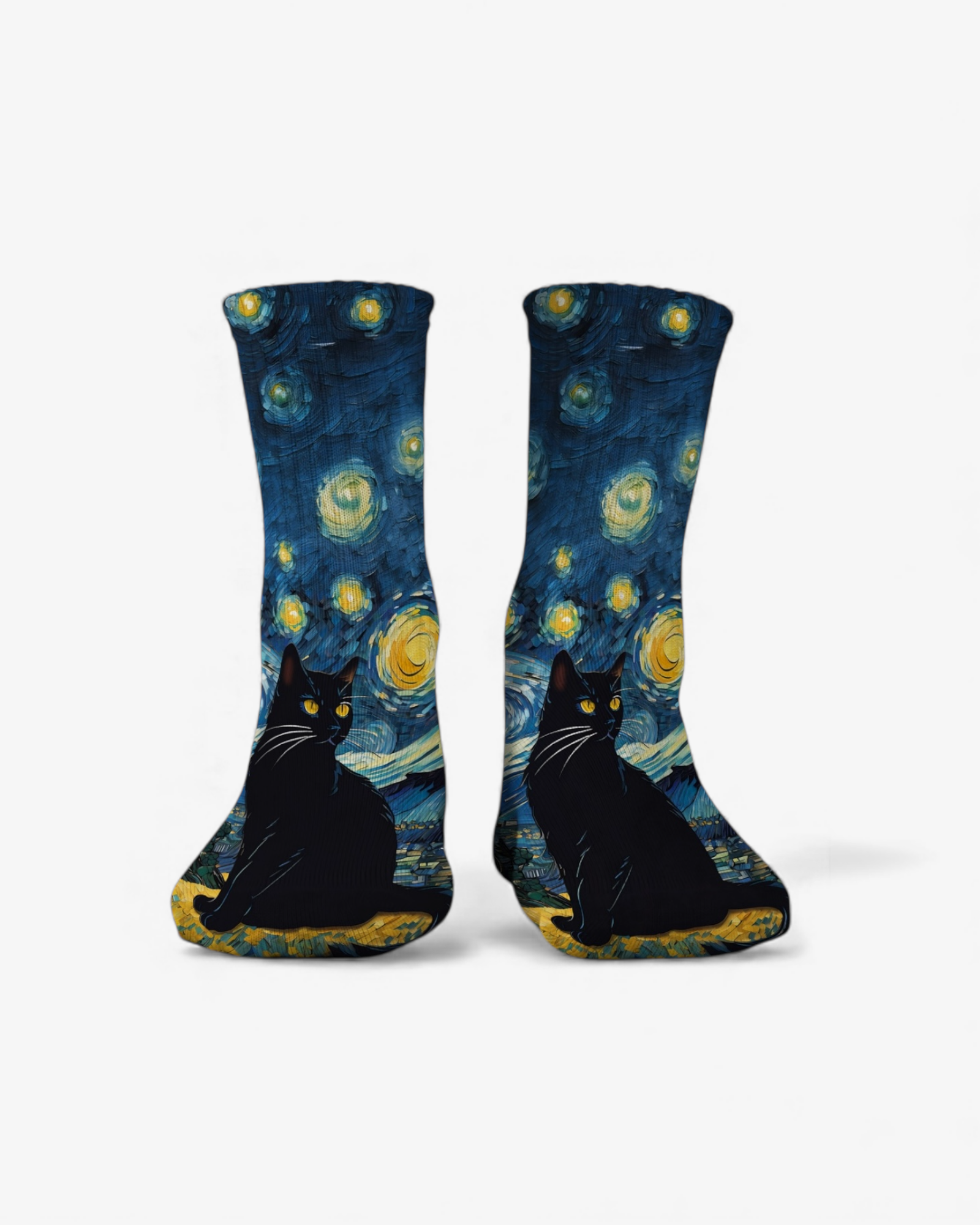Starry Night Black Cat Socks