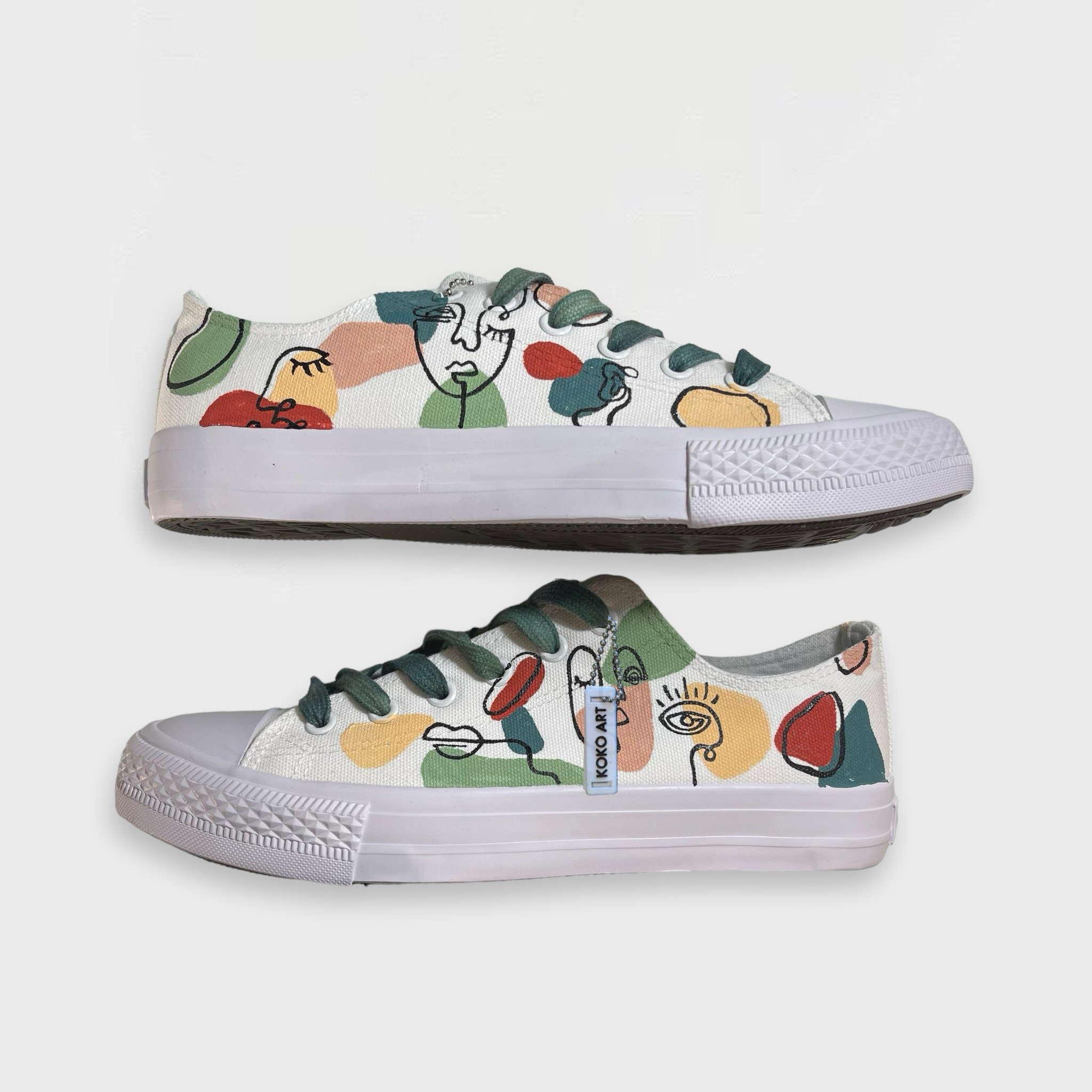 Abstract Line Faces Hand Painted Shoes