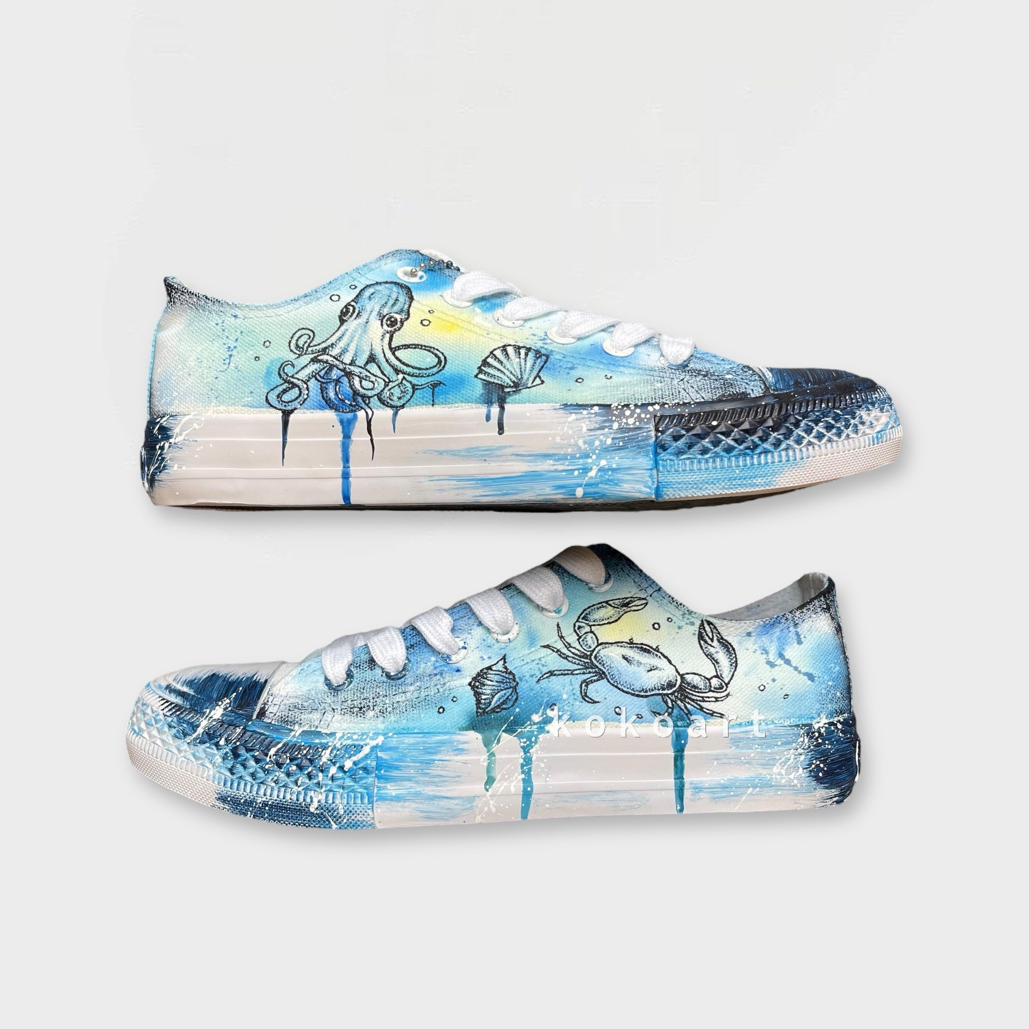 Marine Creatures Hand Painted Shoes