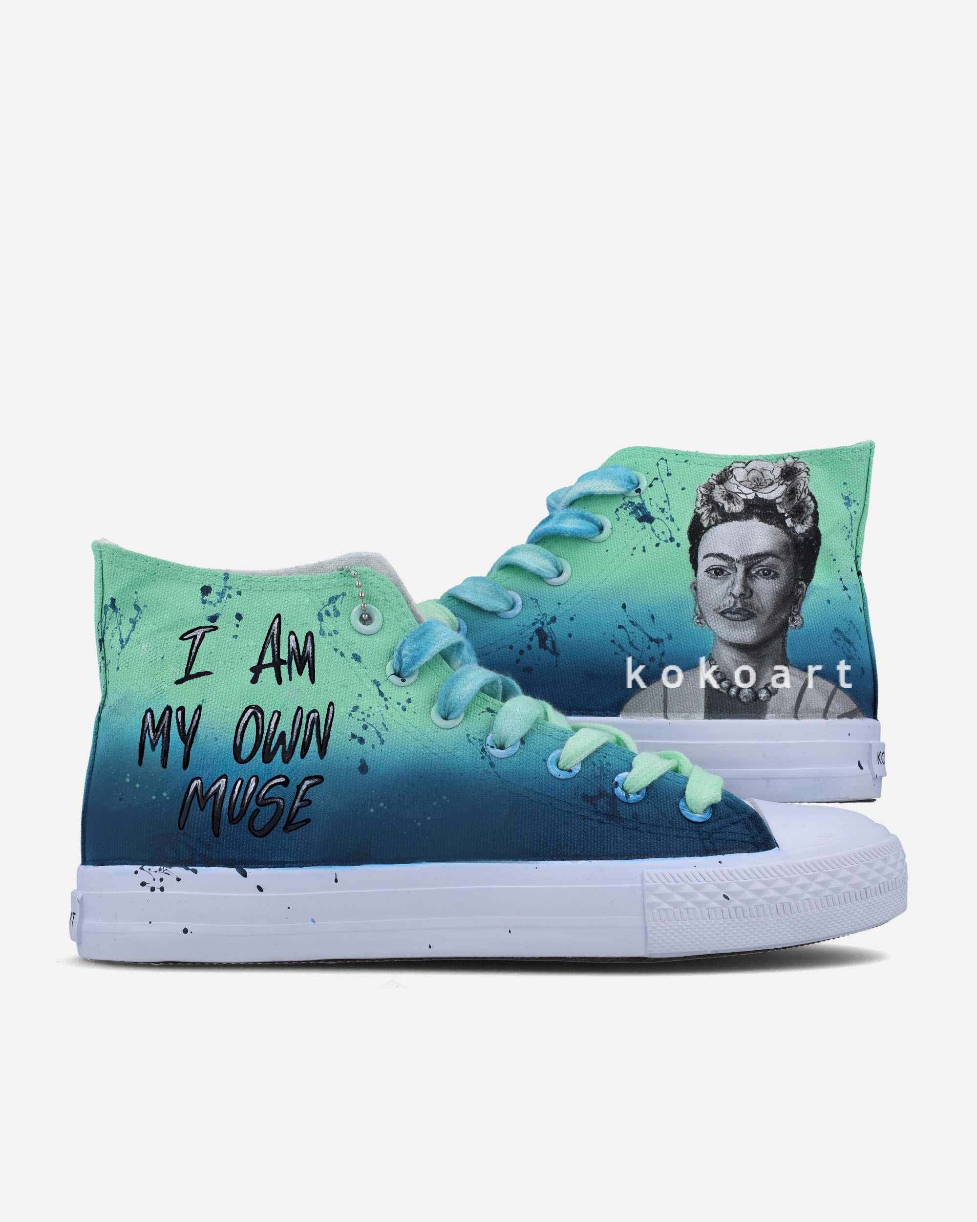 Frida Kahlo Portrait Hand Painted Shoes KOKO ART