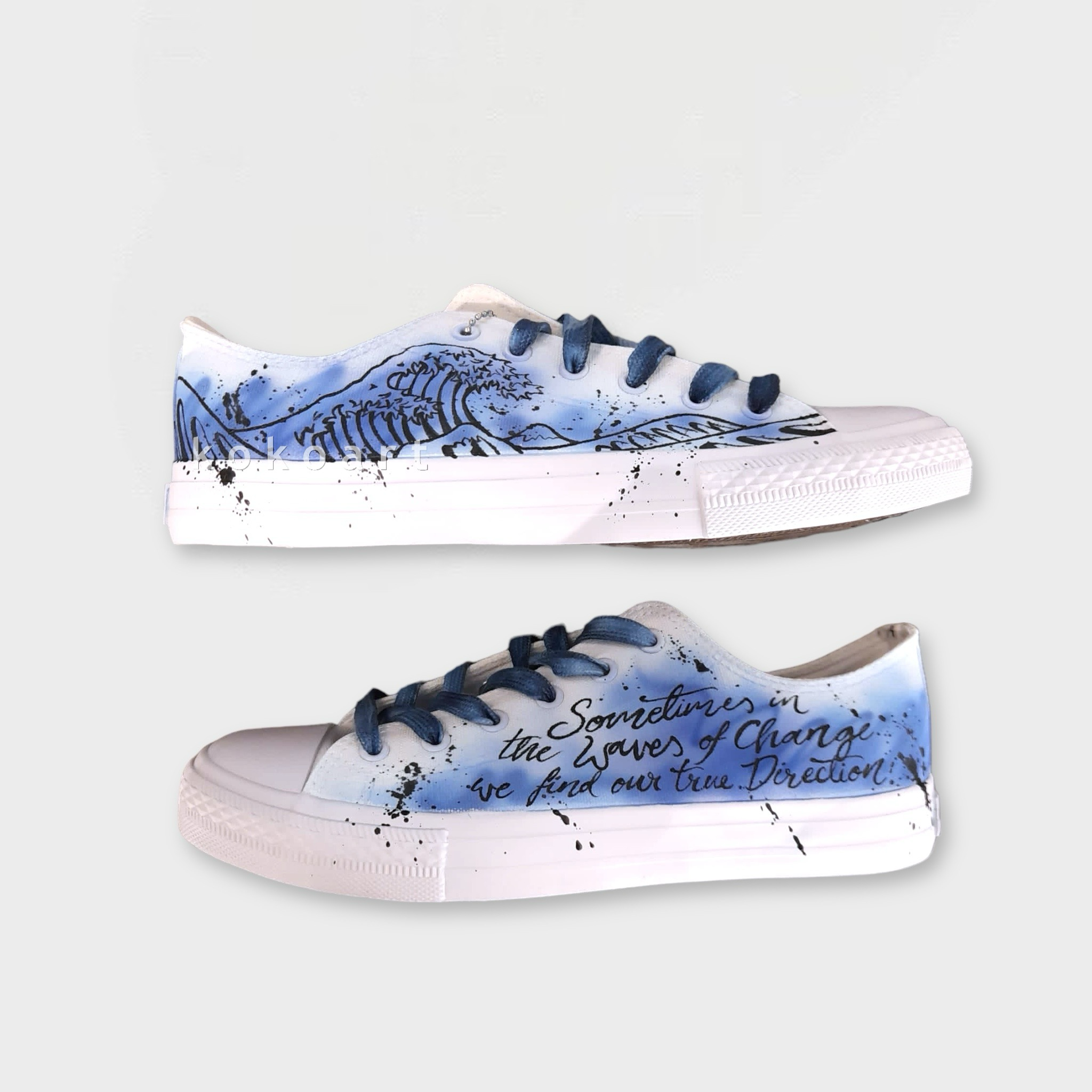 Wave Outline with Quote Hand Painted Shoes