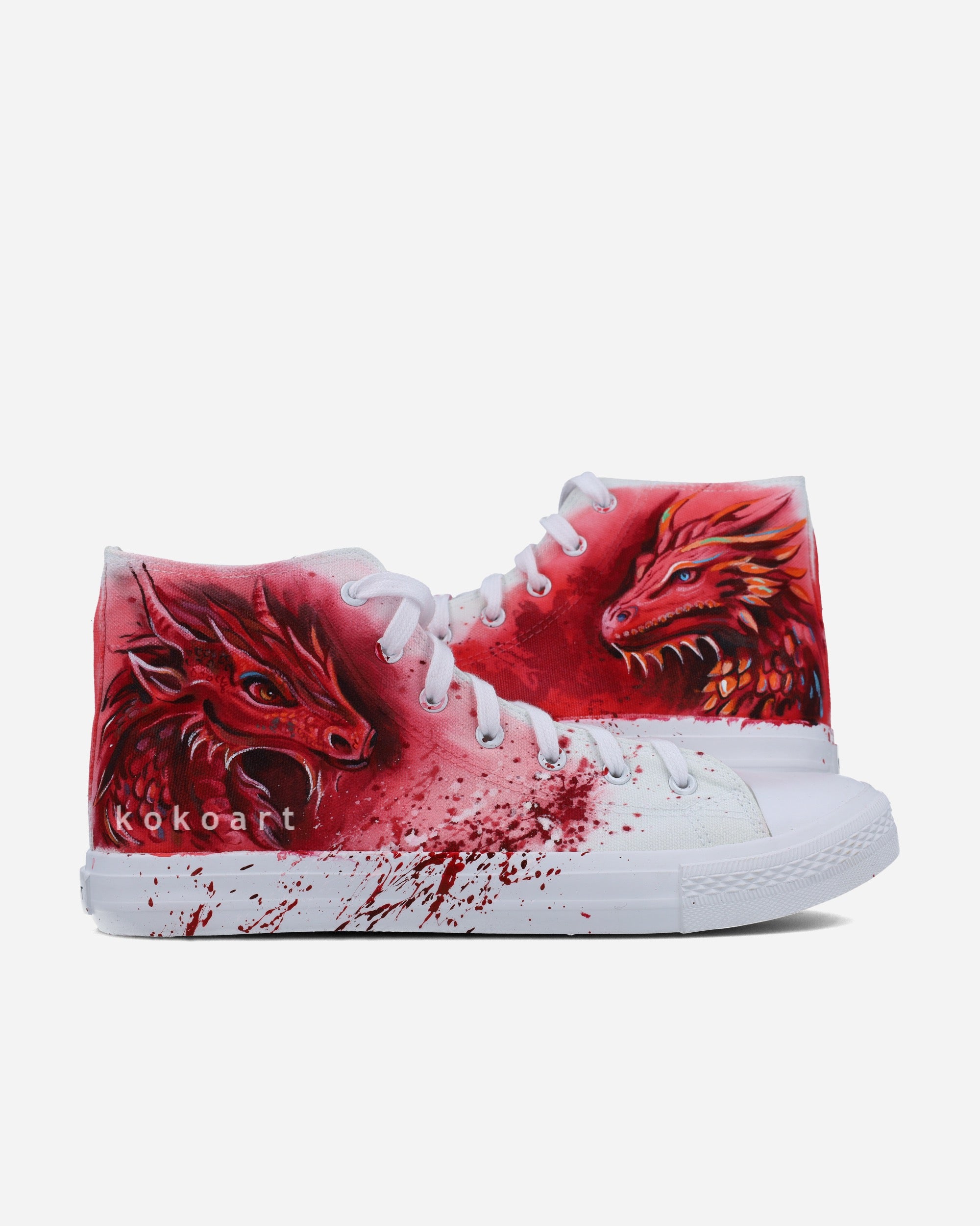 Red Dragons Hand Painted Shoes