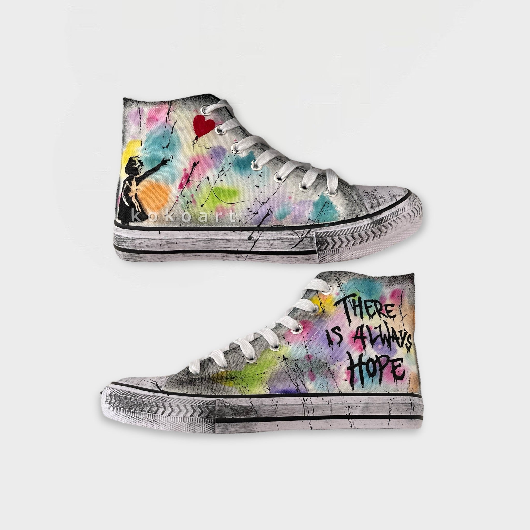 Banksy Watercolour Hand Painted Shoes