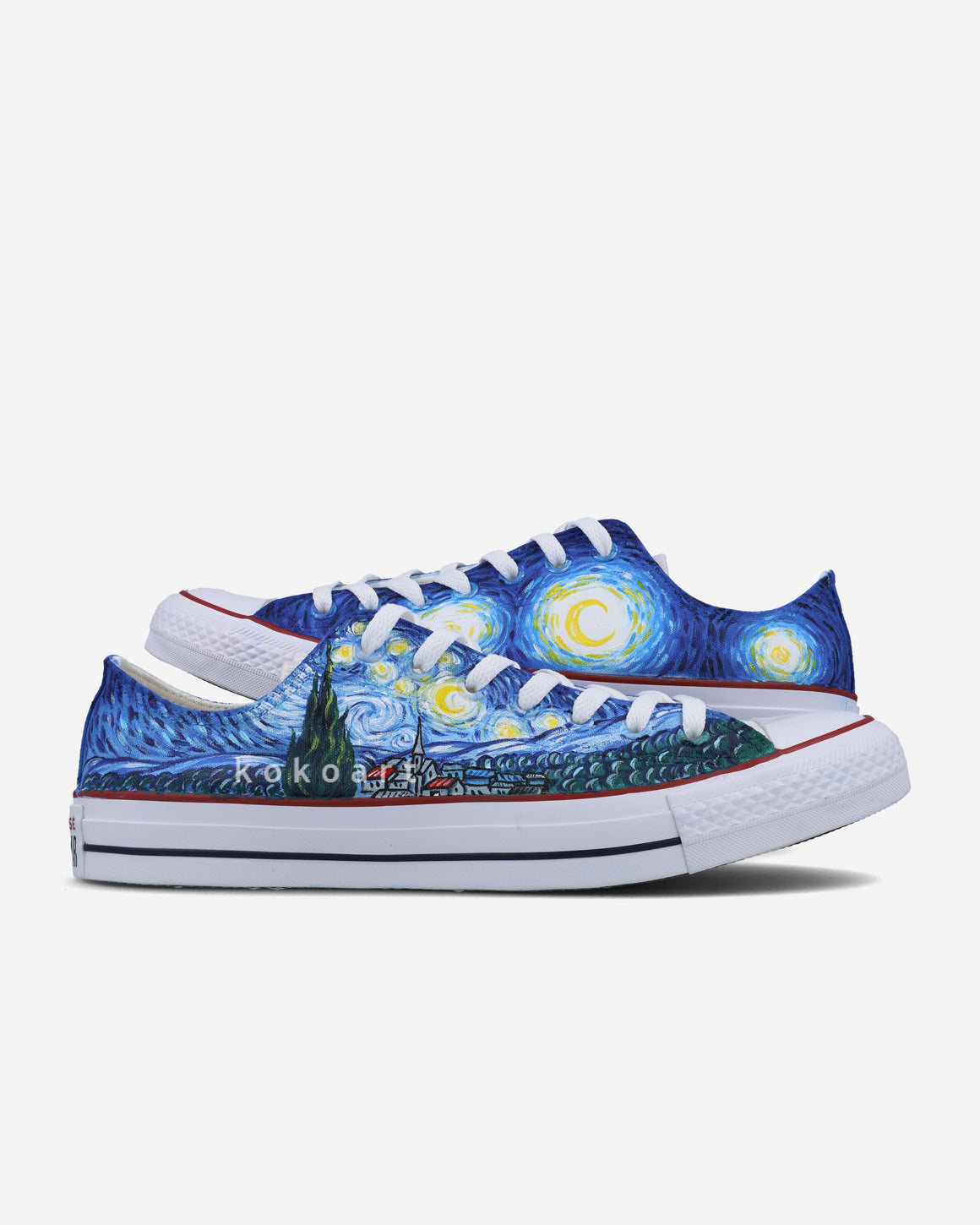 Custom Hand Painted Converse Low Top Chuck Taylor Starry Night by Koko Art (Made to Order)