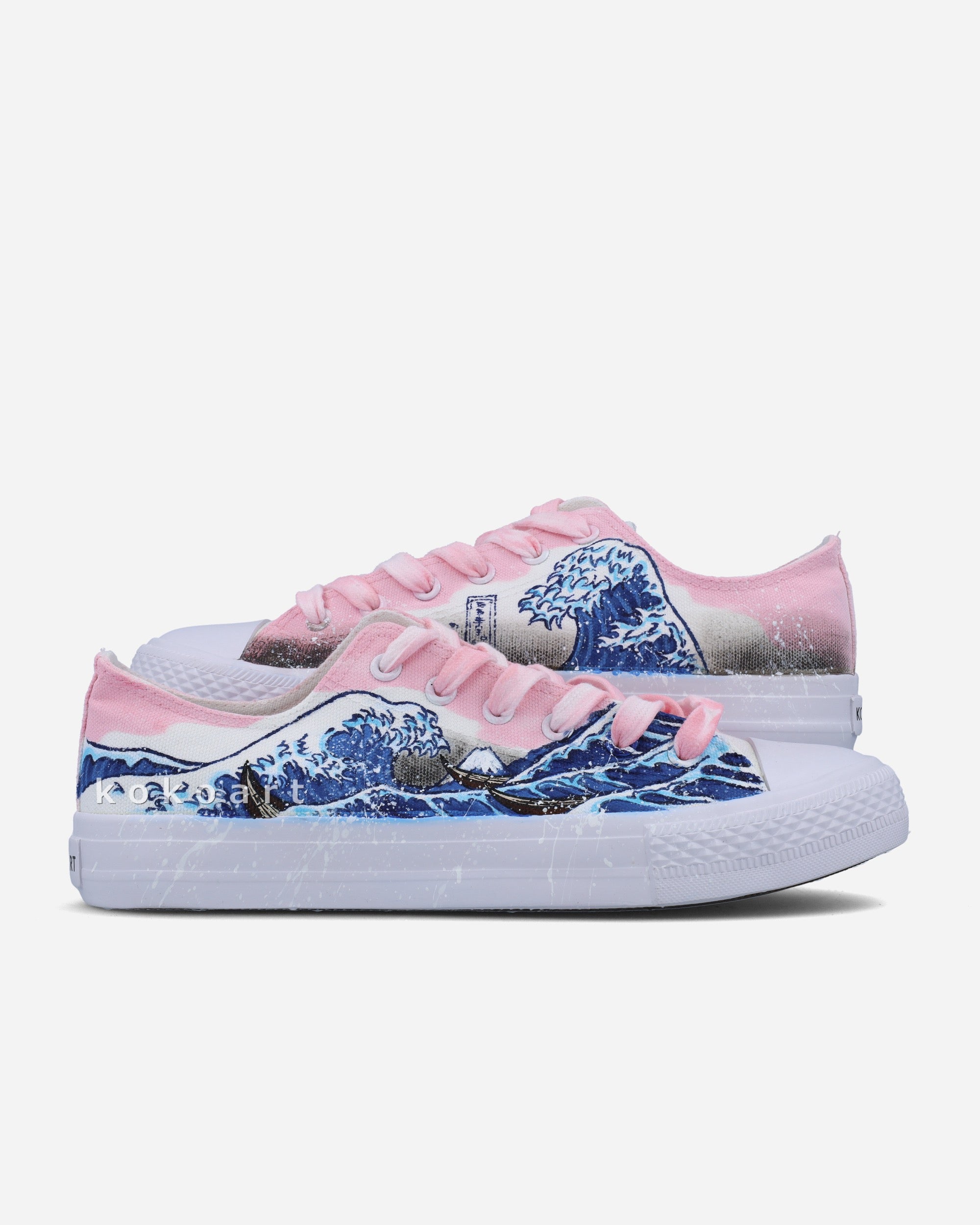 Waves Pink Hand Painted Shoes