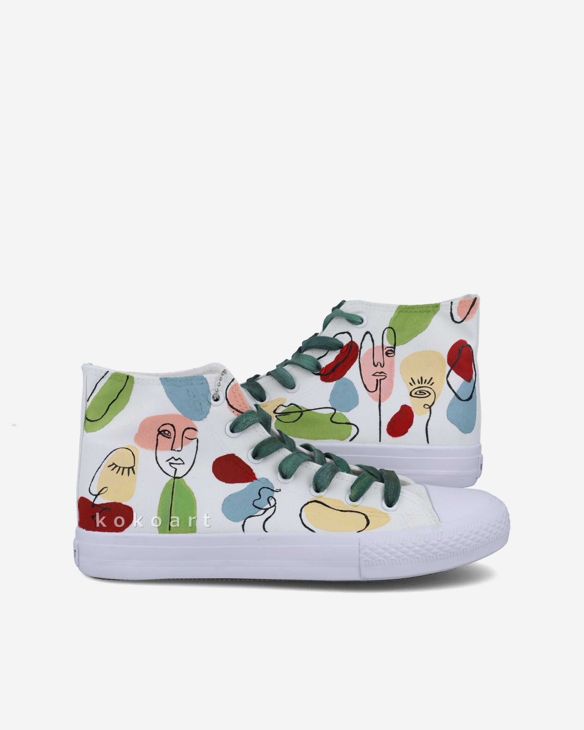 Abstract Line Faces Hand Painted Shoes