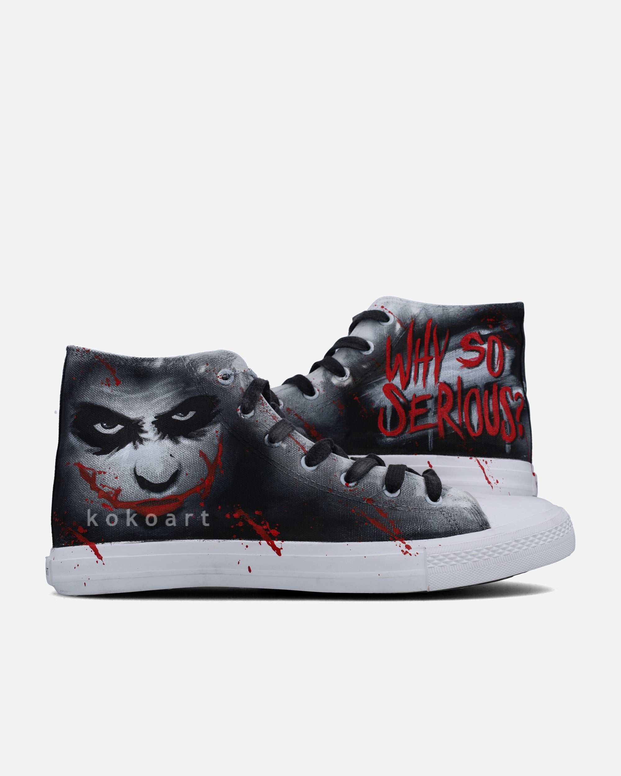 Why so Serious Black and Red Hand Painted Shoes