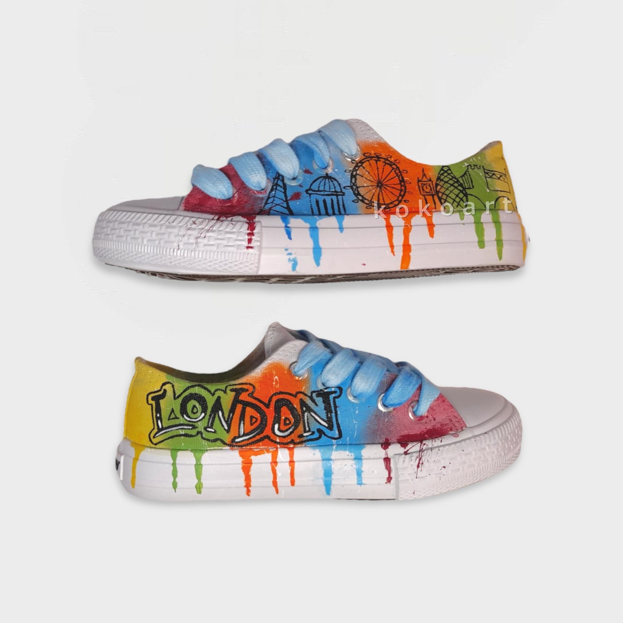 London Colour Dripping Hand Painted Shoes