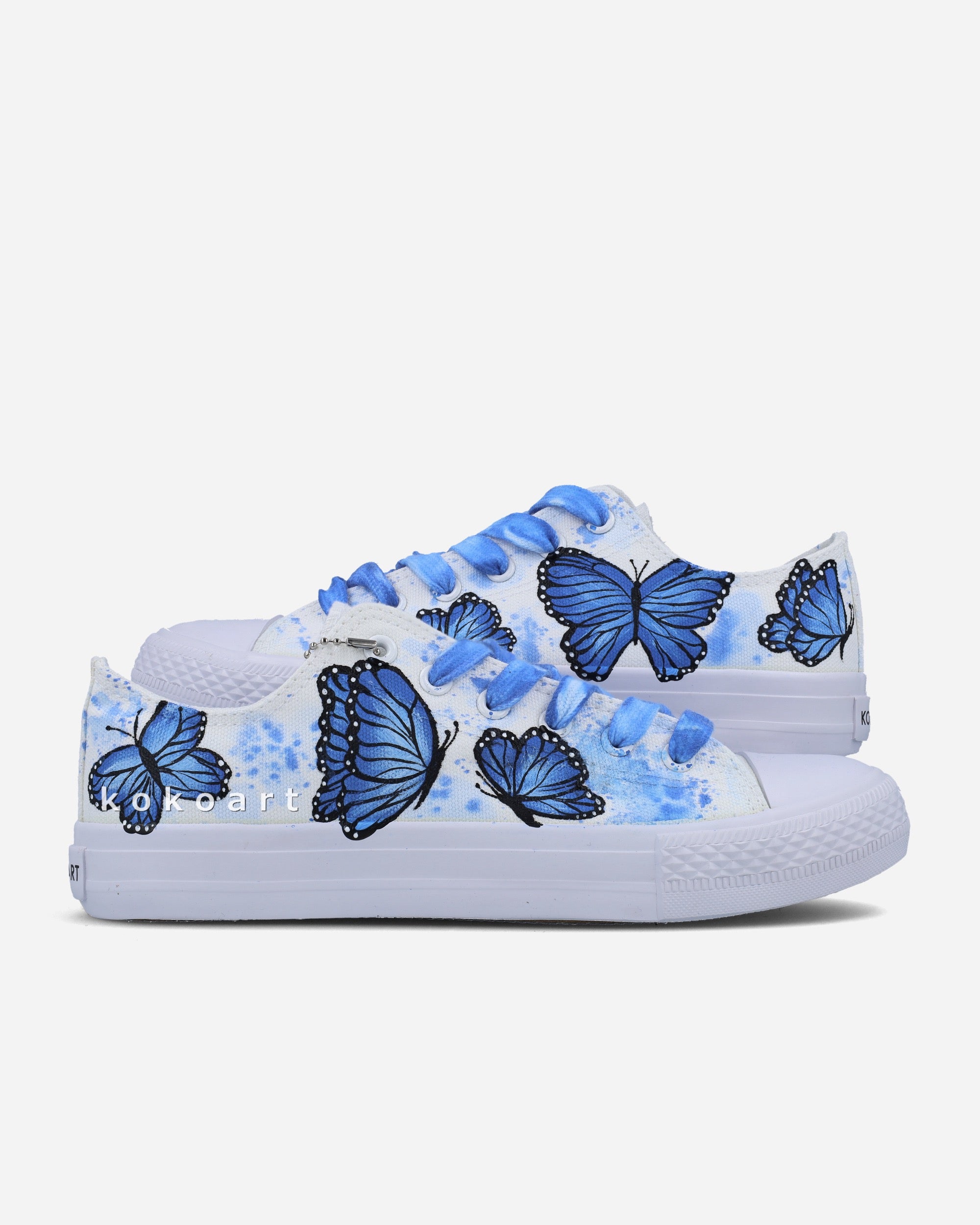 Blue Butterflies Hand Painted Shoes