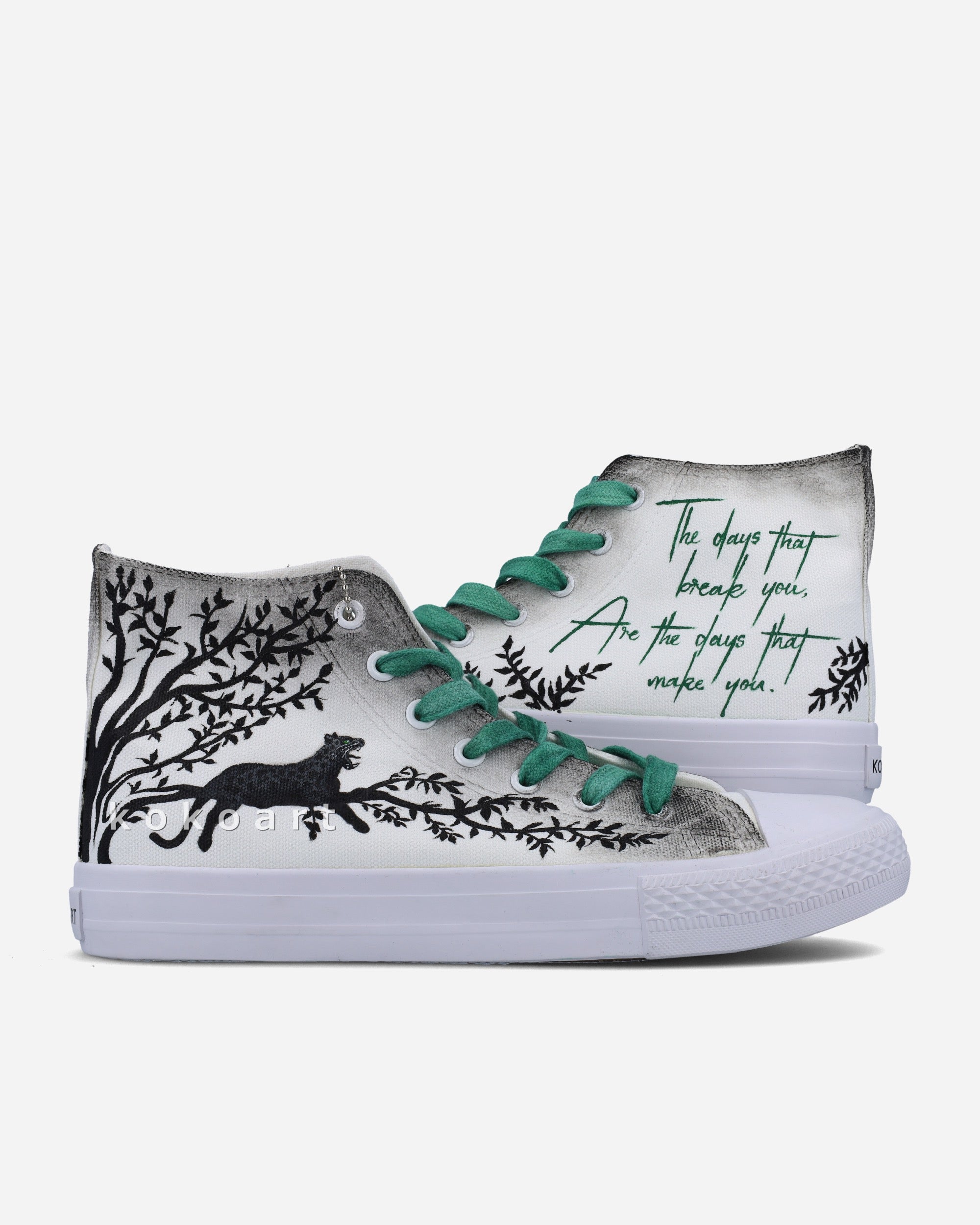 Leopard Illustration with Quote Hand Painted Shoes