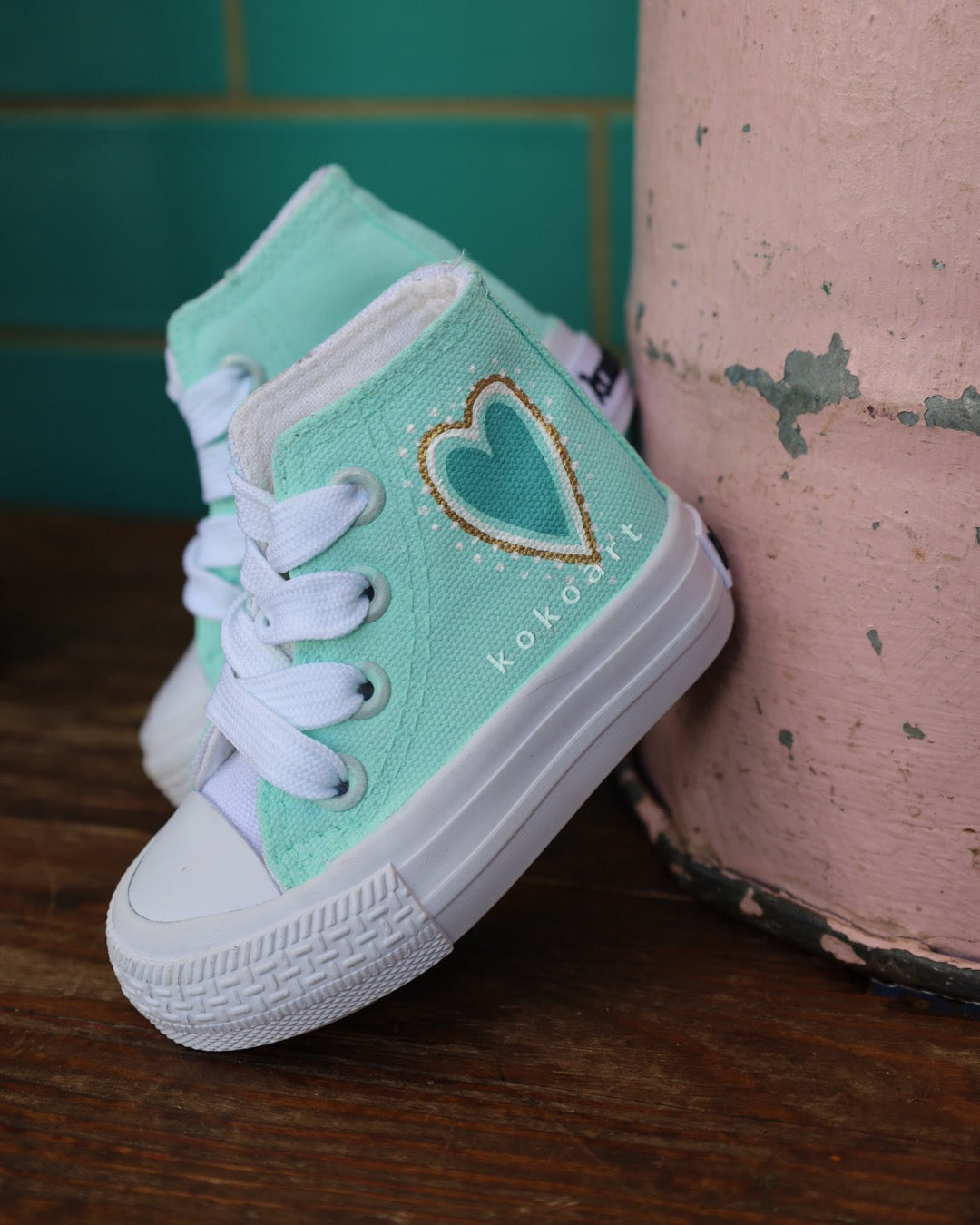 Love Mint Green Hand Painted Shoes