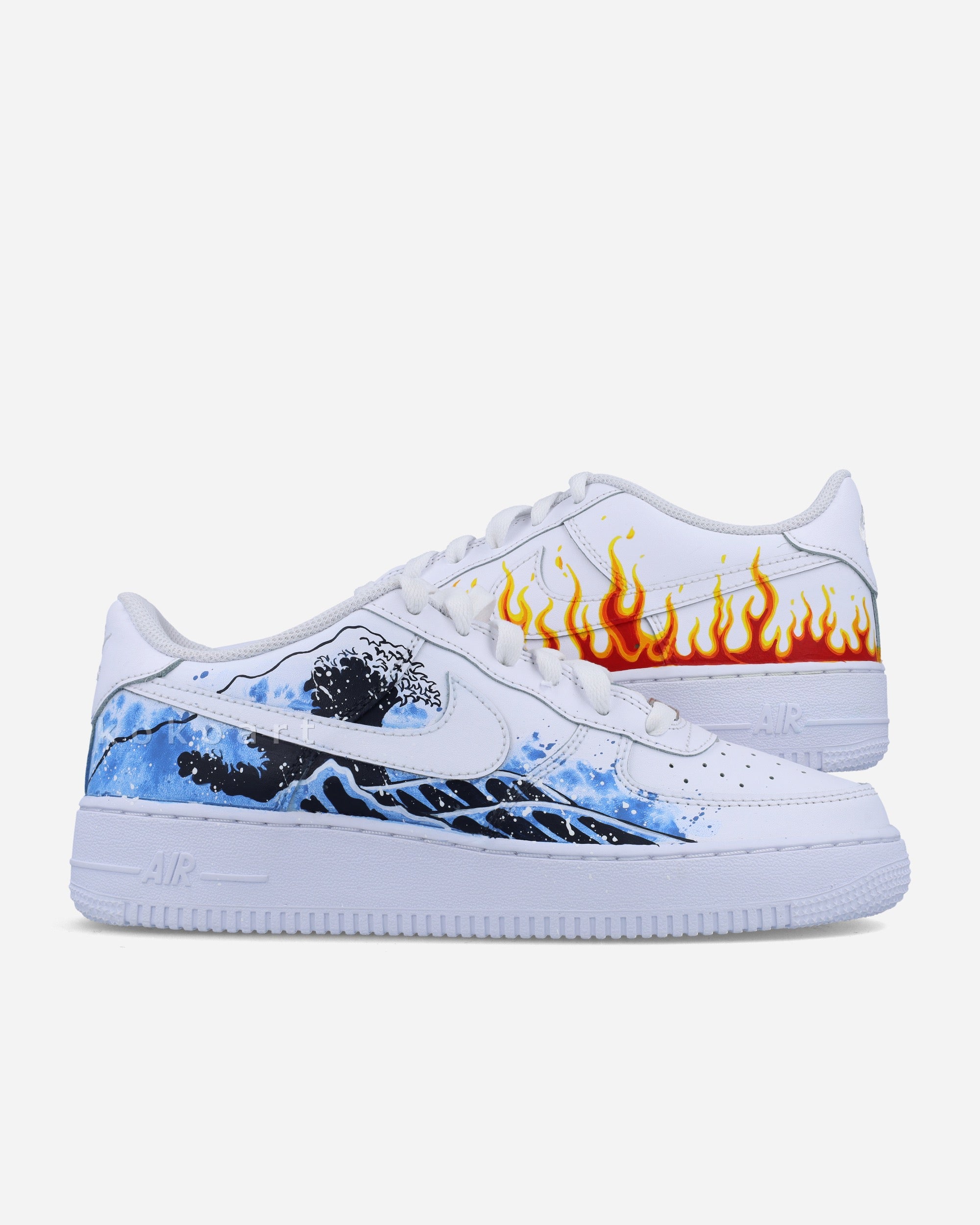Nike Shoe Air Force Fire Custom Chaussure Air Force One Flamme Air
