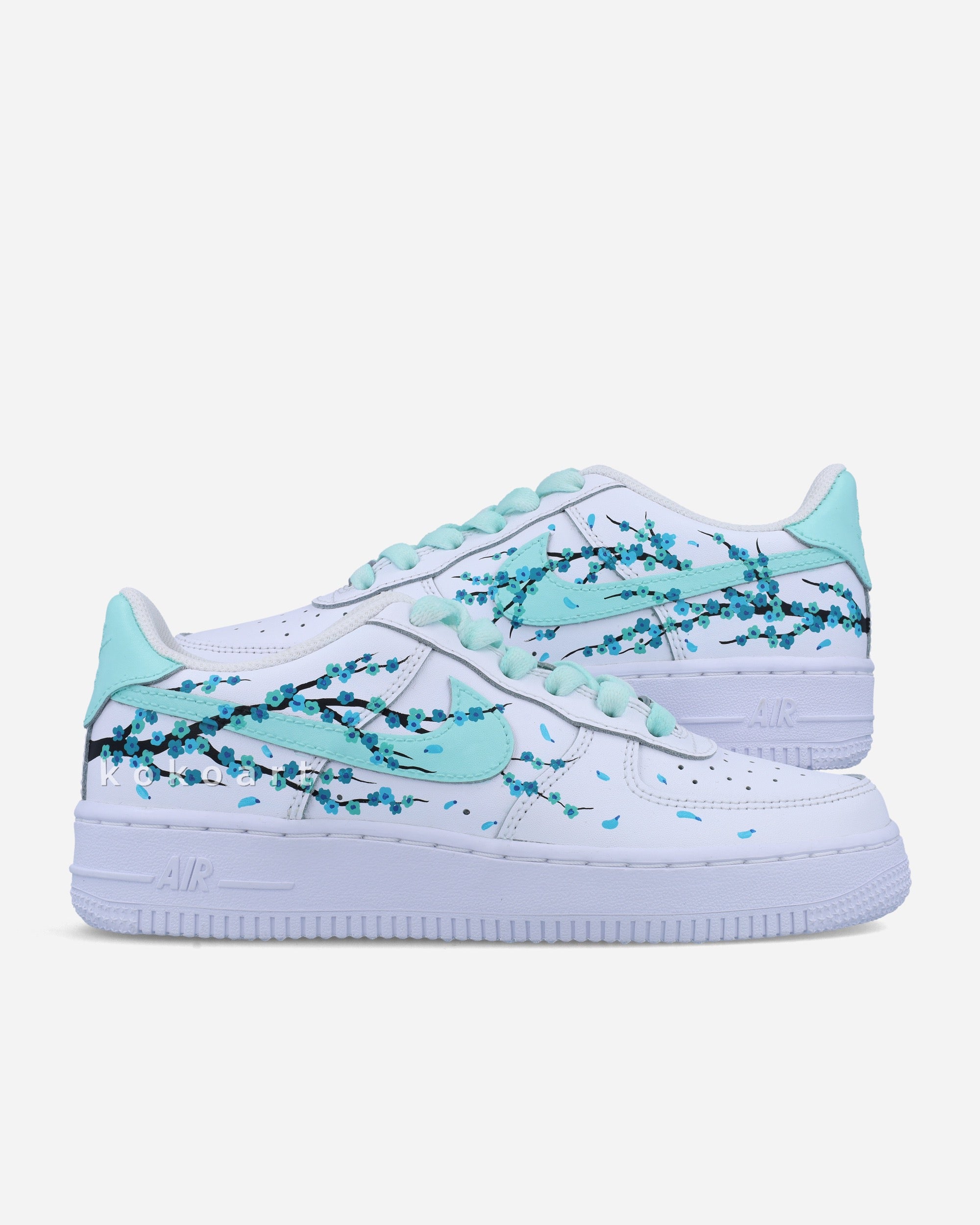 AF1 Pastel Teal Turquoise Cherry Blossom