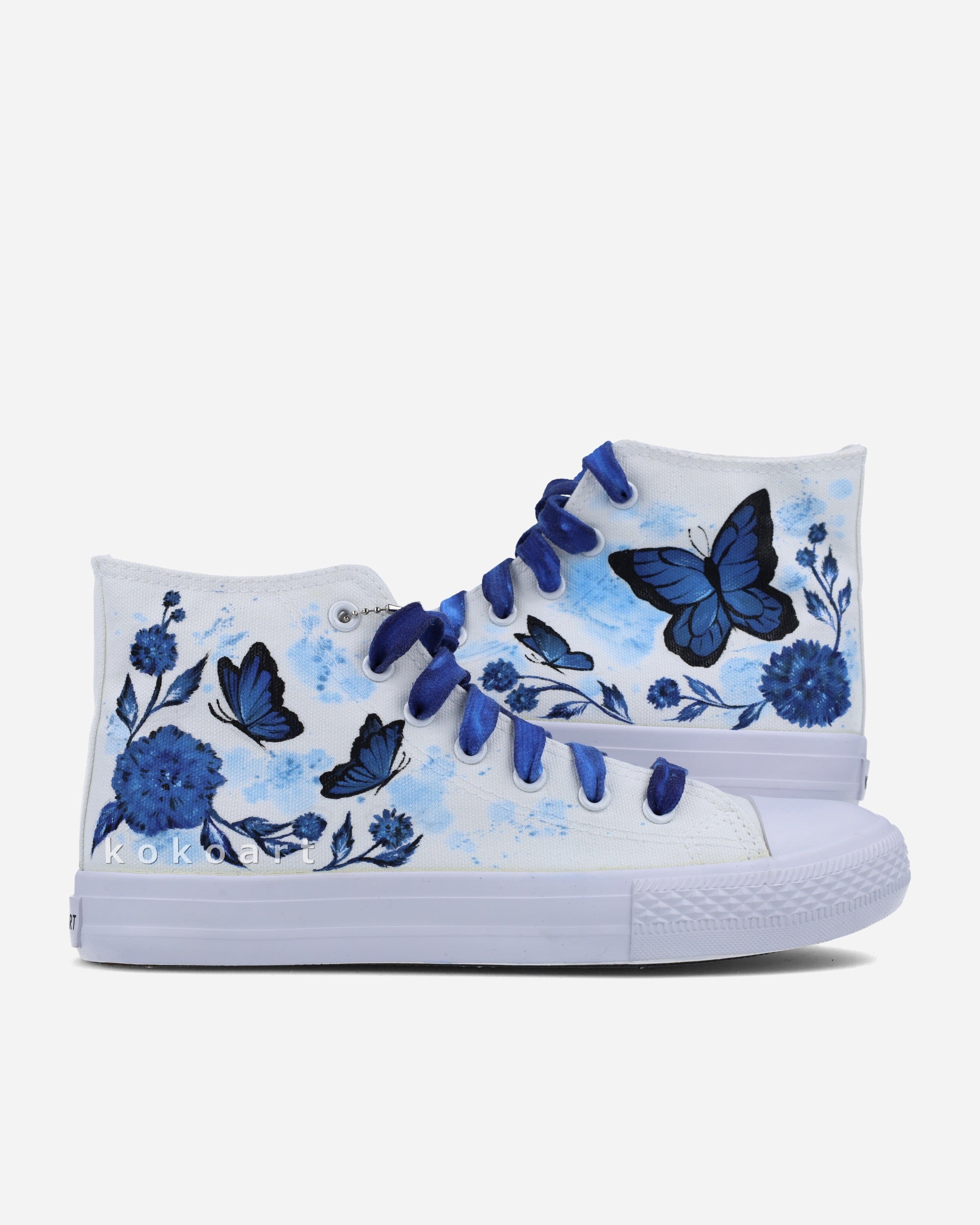 Blue Butterflies Hand Painted Shoes