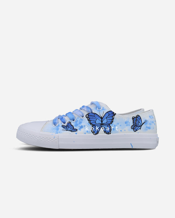 Blue Butterflies Hand Painted Shoes KOKO ART