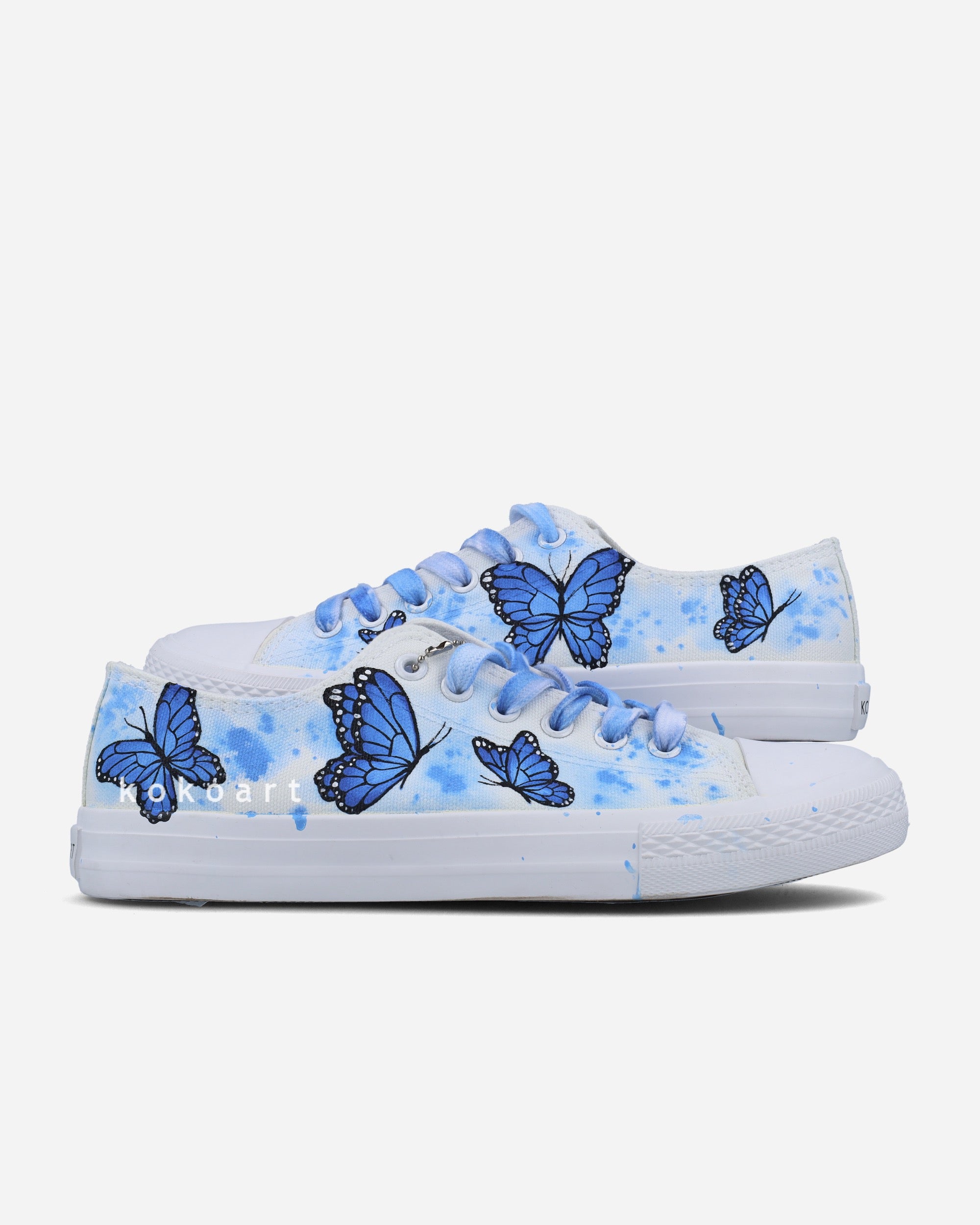 Blue Butterflies Hand Painted Shoes