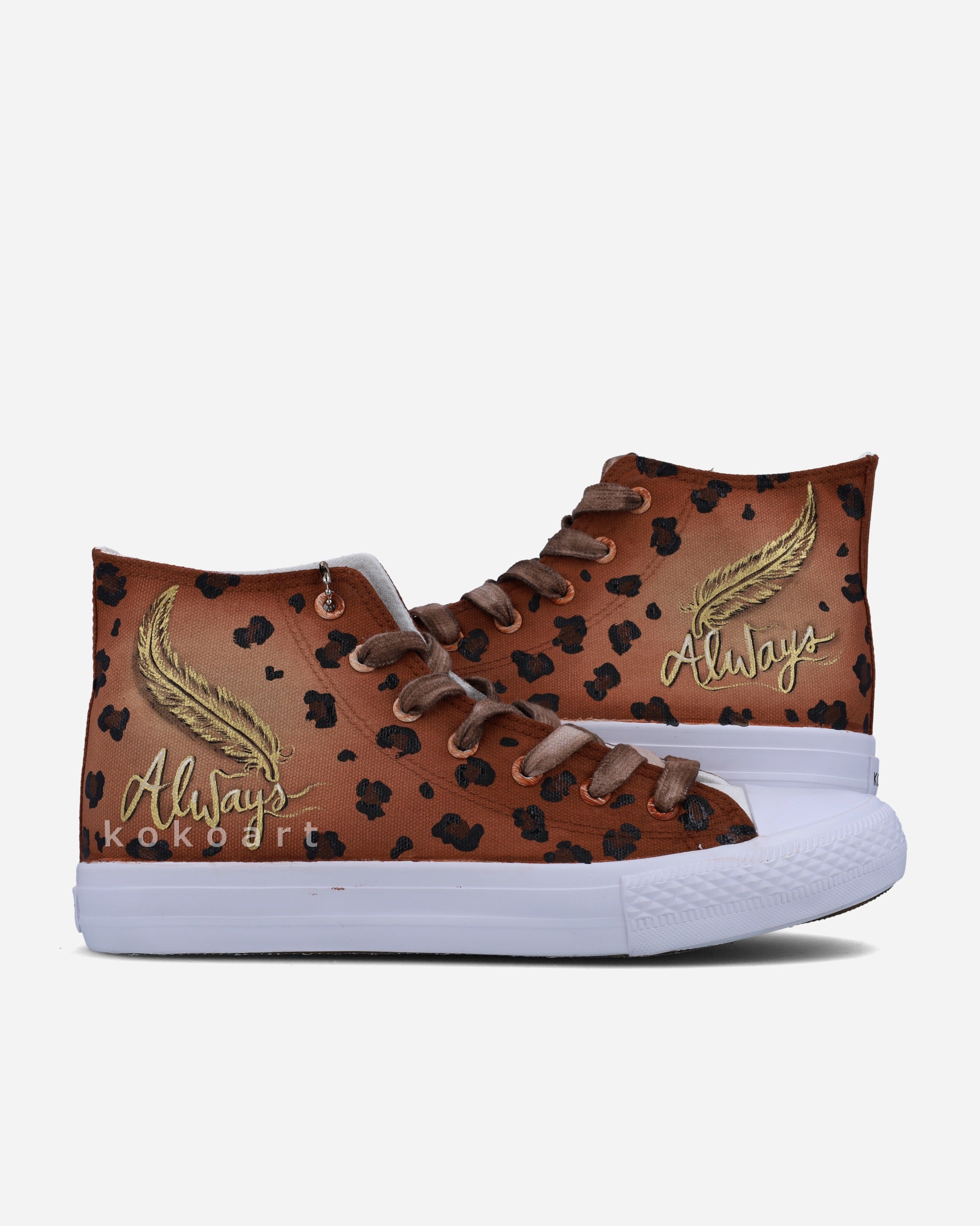 Always Brown Leopard Print Hand Painted Shoes