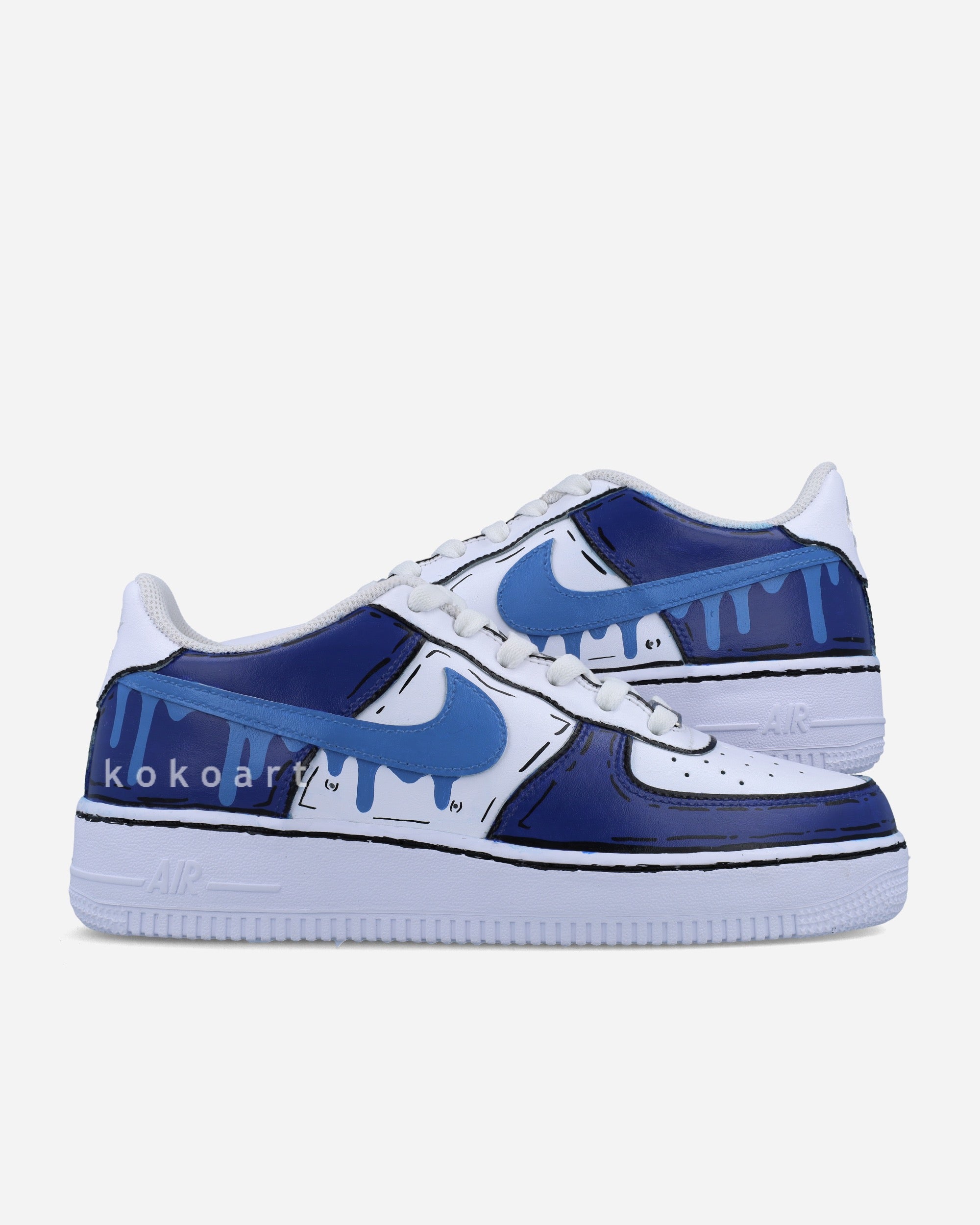 blue cartoon custom nike air force