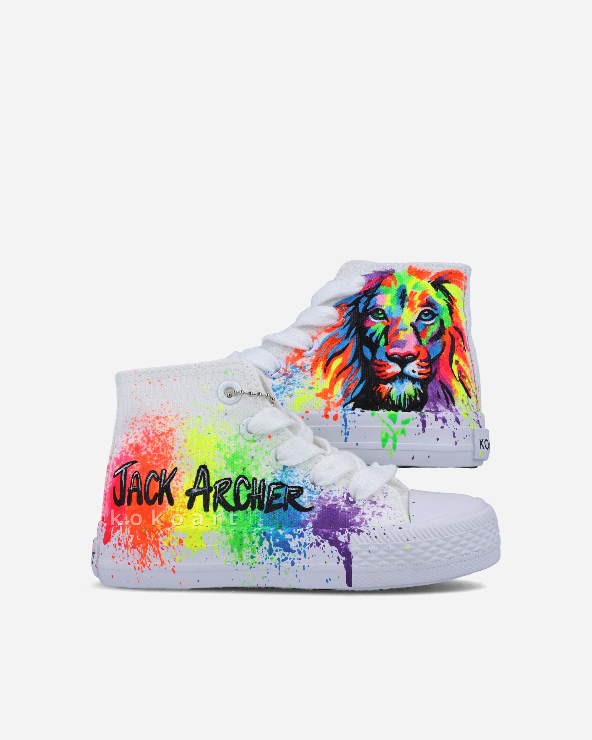Lion Neon Splash Hand Painted Shoes