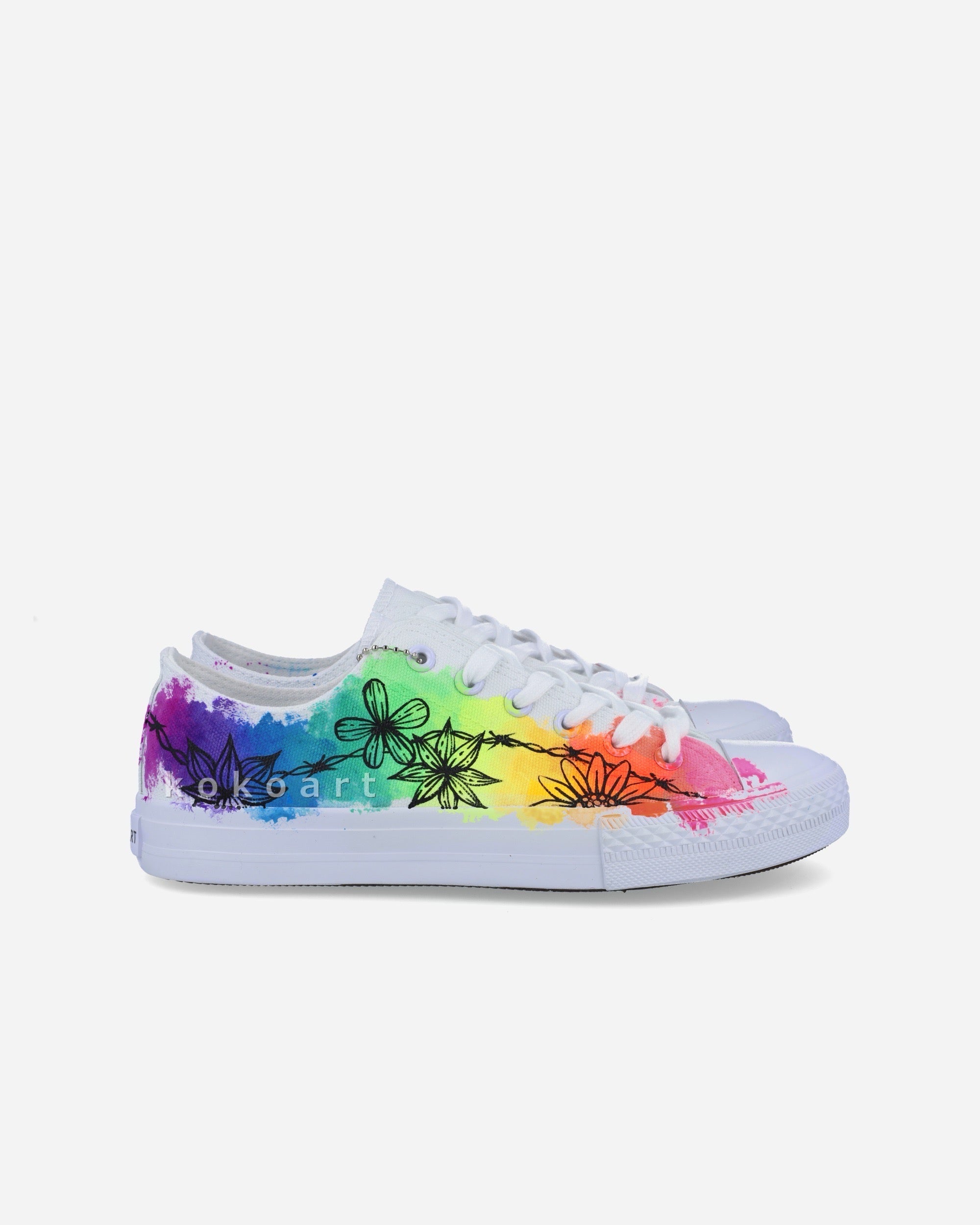 Neon Splatters Flowers Hand Painted Shoes