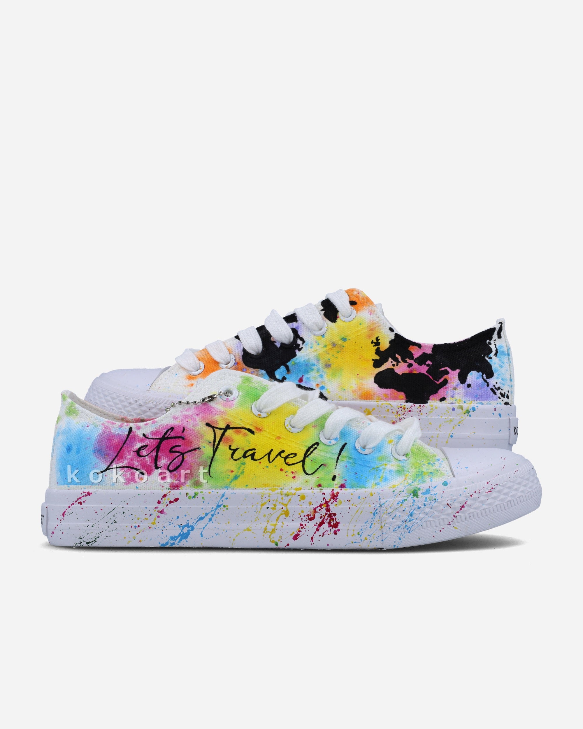 Let's Travel Multicolour Splatters Hand Painted Shoes