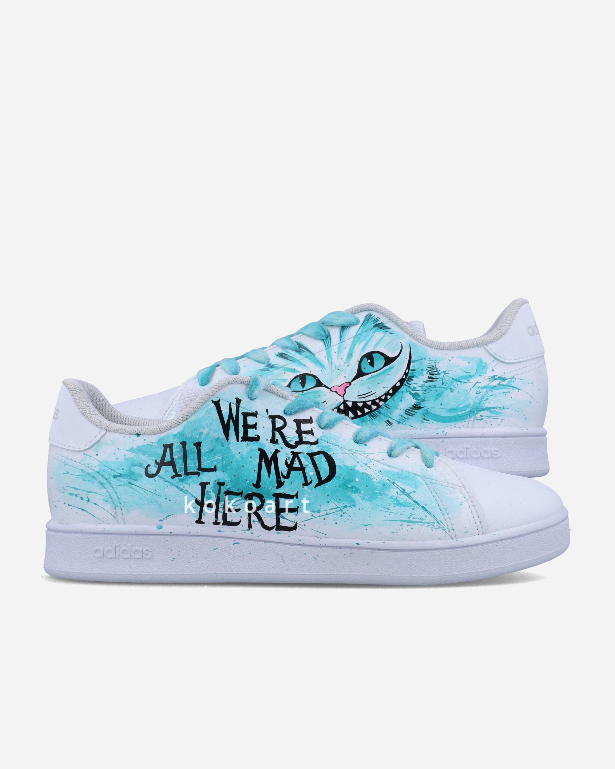 Hand Painted Advantage We're all Mad Here Turquoise