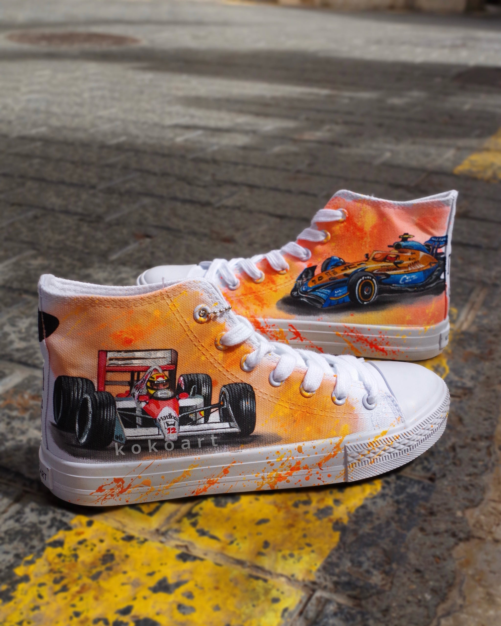 Race Cars Hand Painted Shoes