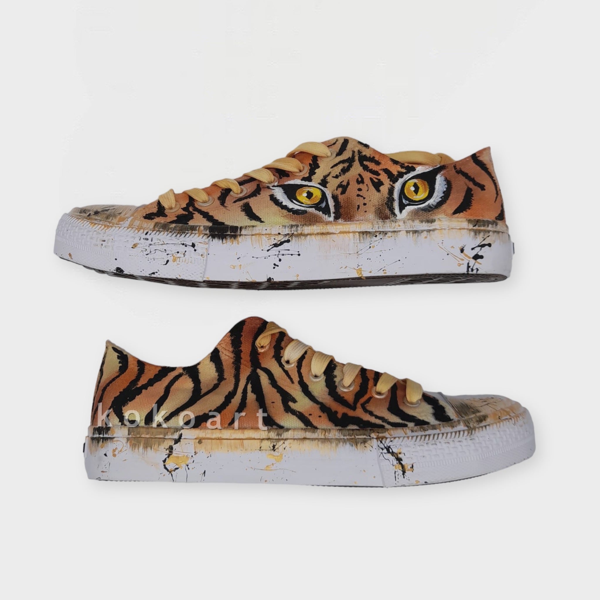 Tiger Hand Painted Shoes - KOKO ART