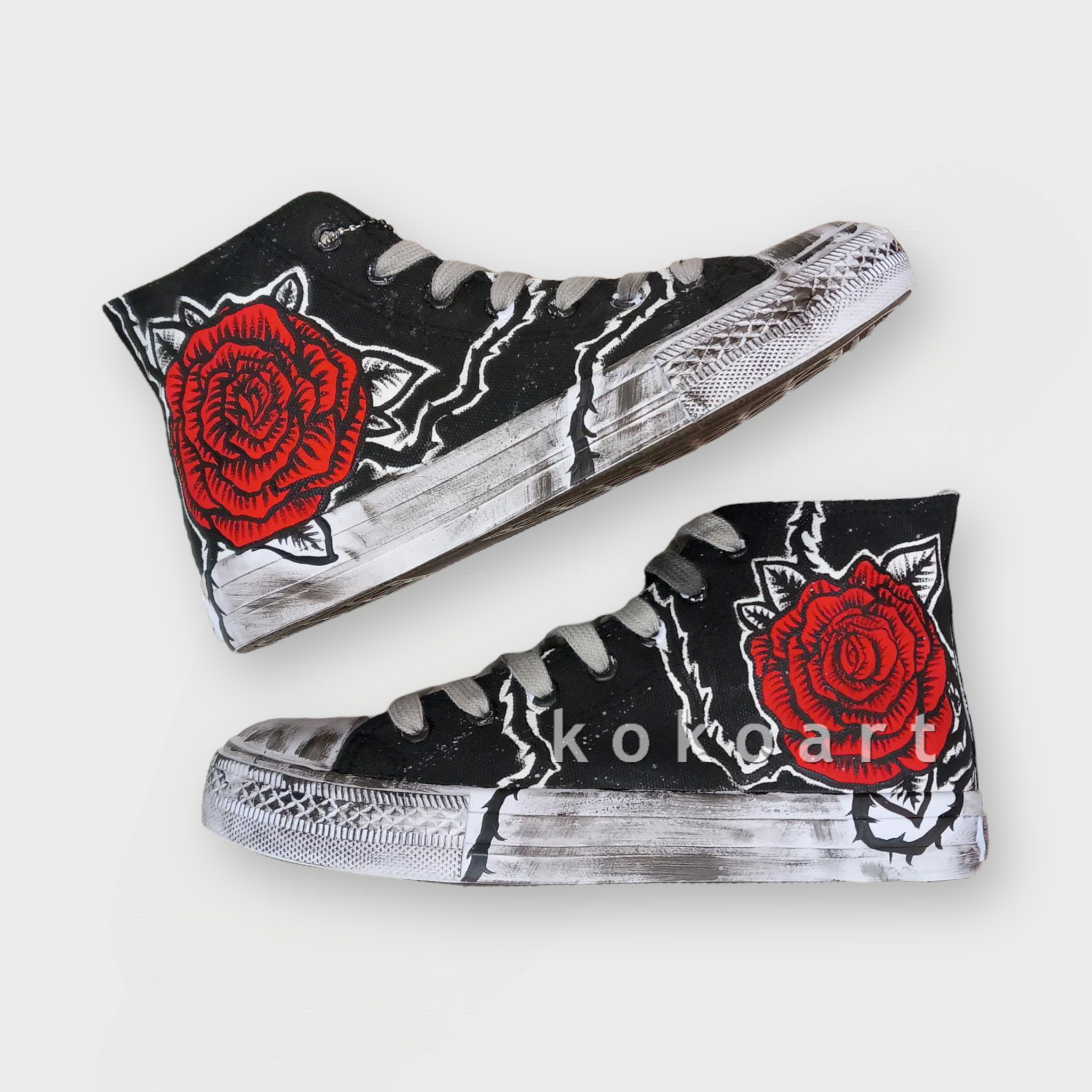 Rose with Spines Hand Painted Shoes