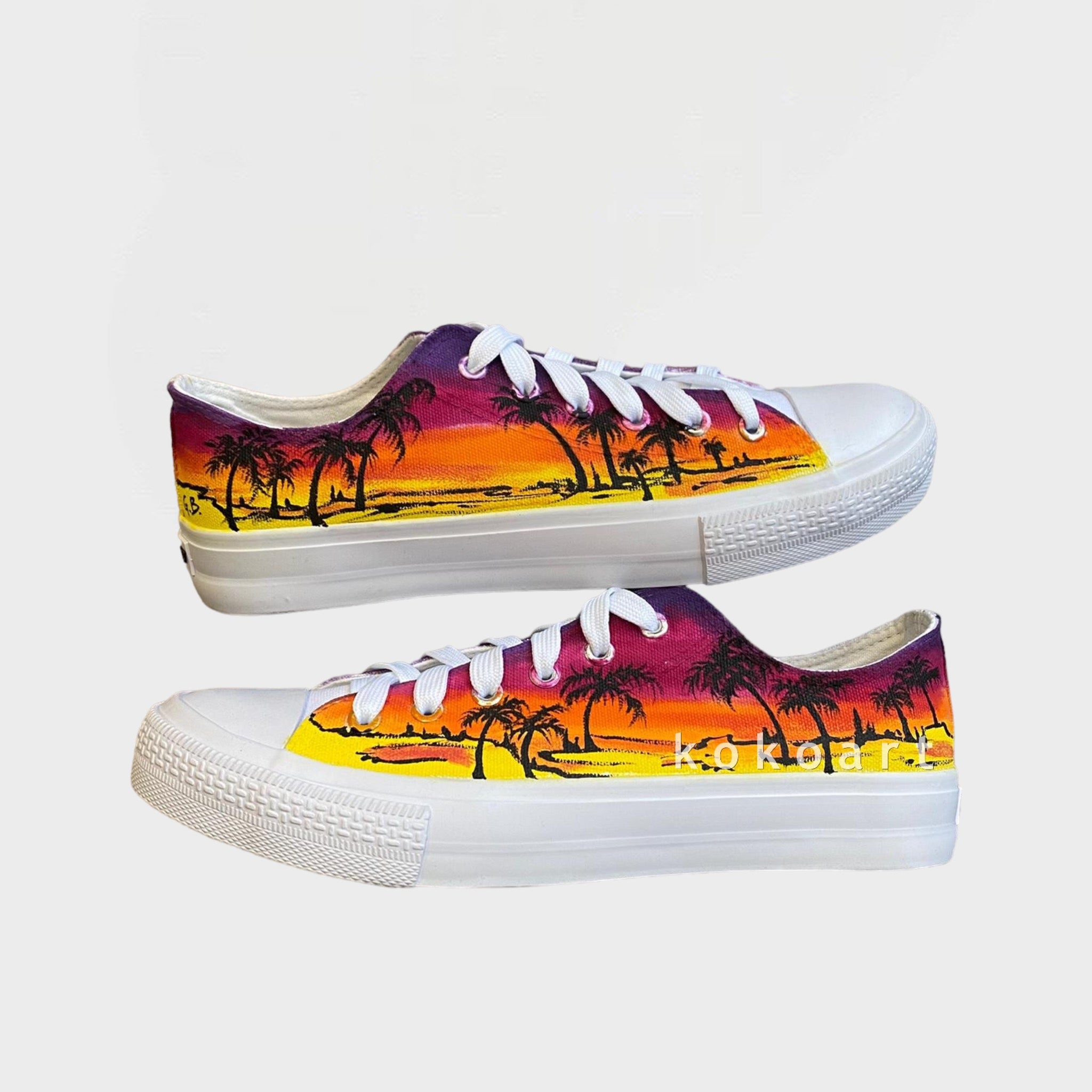 Sunset Palm Tree Hand Painted Shoes
