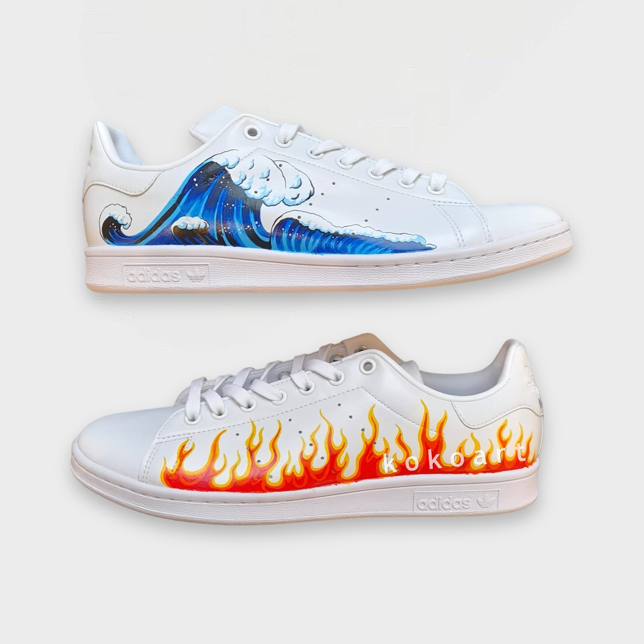 Stan Smith Hand Painted Fire and Water