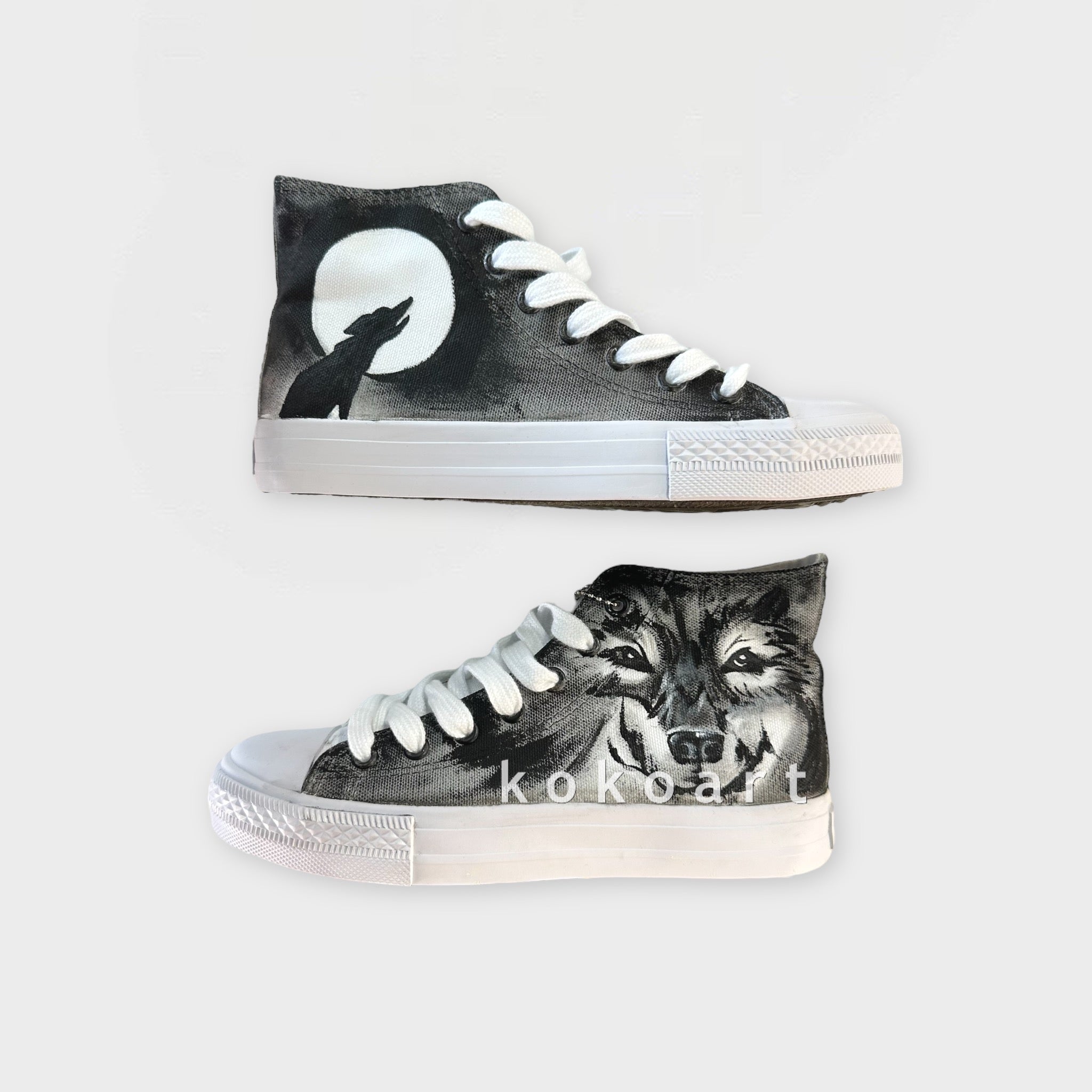Wolf Hand Painted Shoes