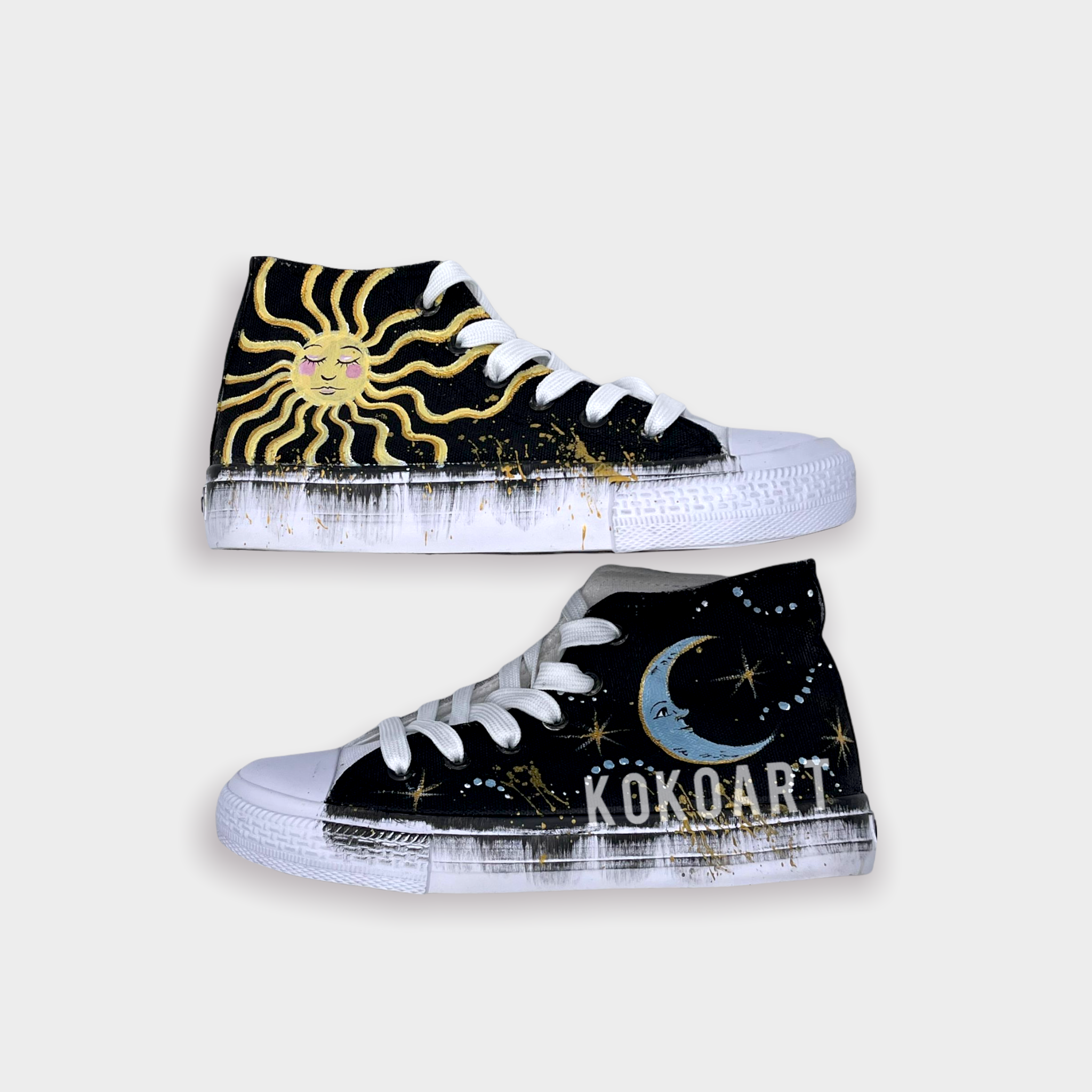 Sun And Moon Hand Painted Shoes