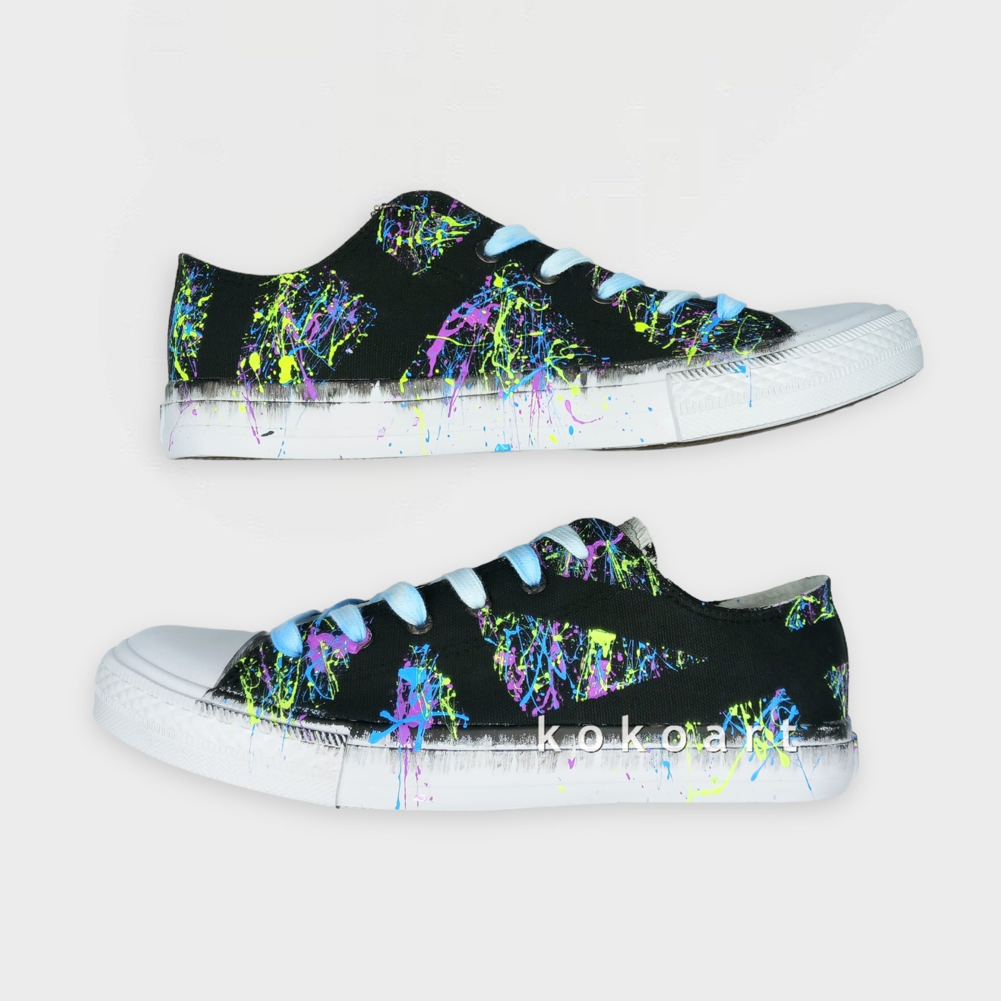 Neon Splatters Hand Painted Shoes