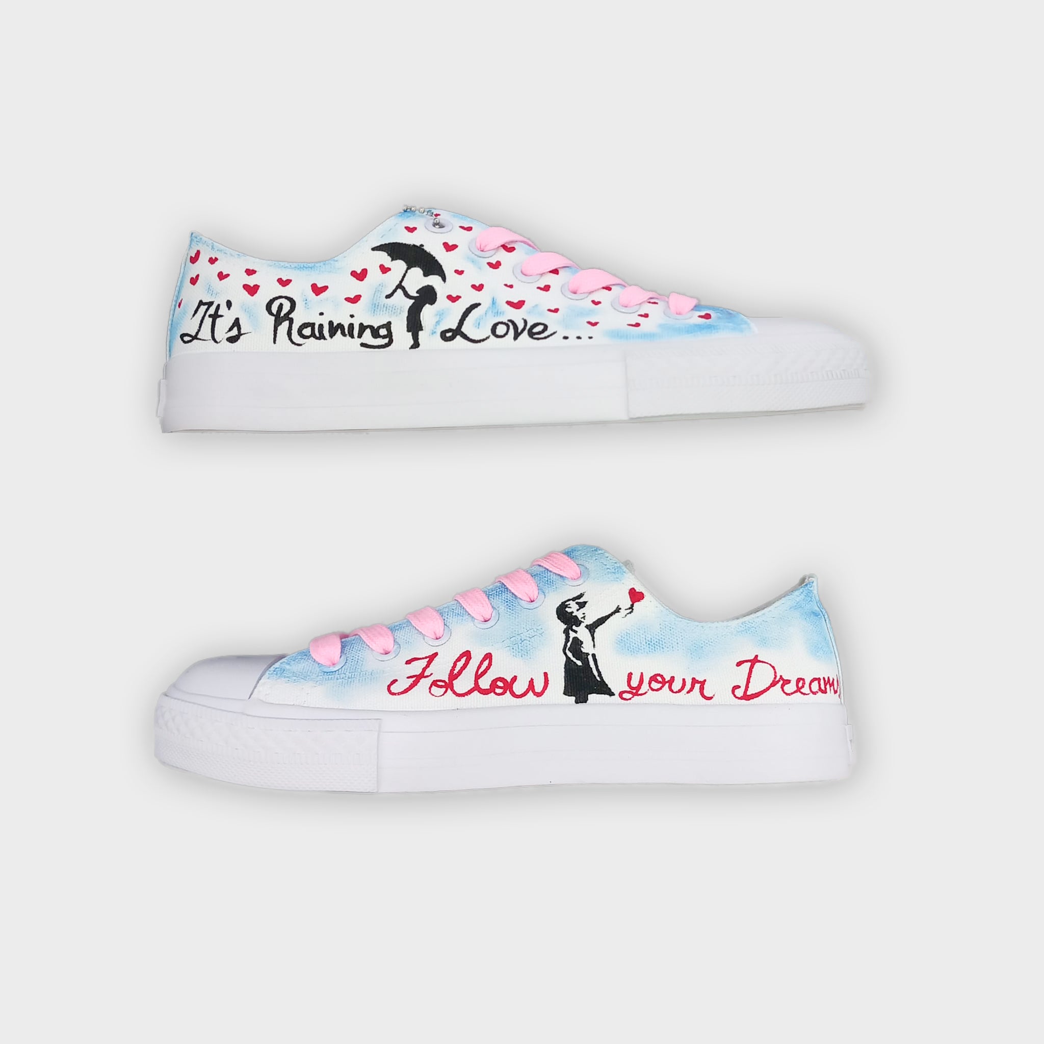 Banksy Follow your Dreams Hand Painted Shoes