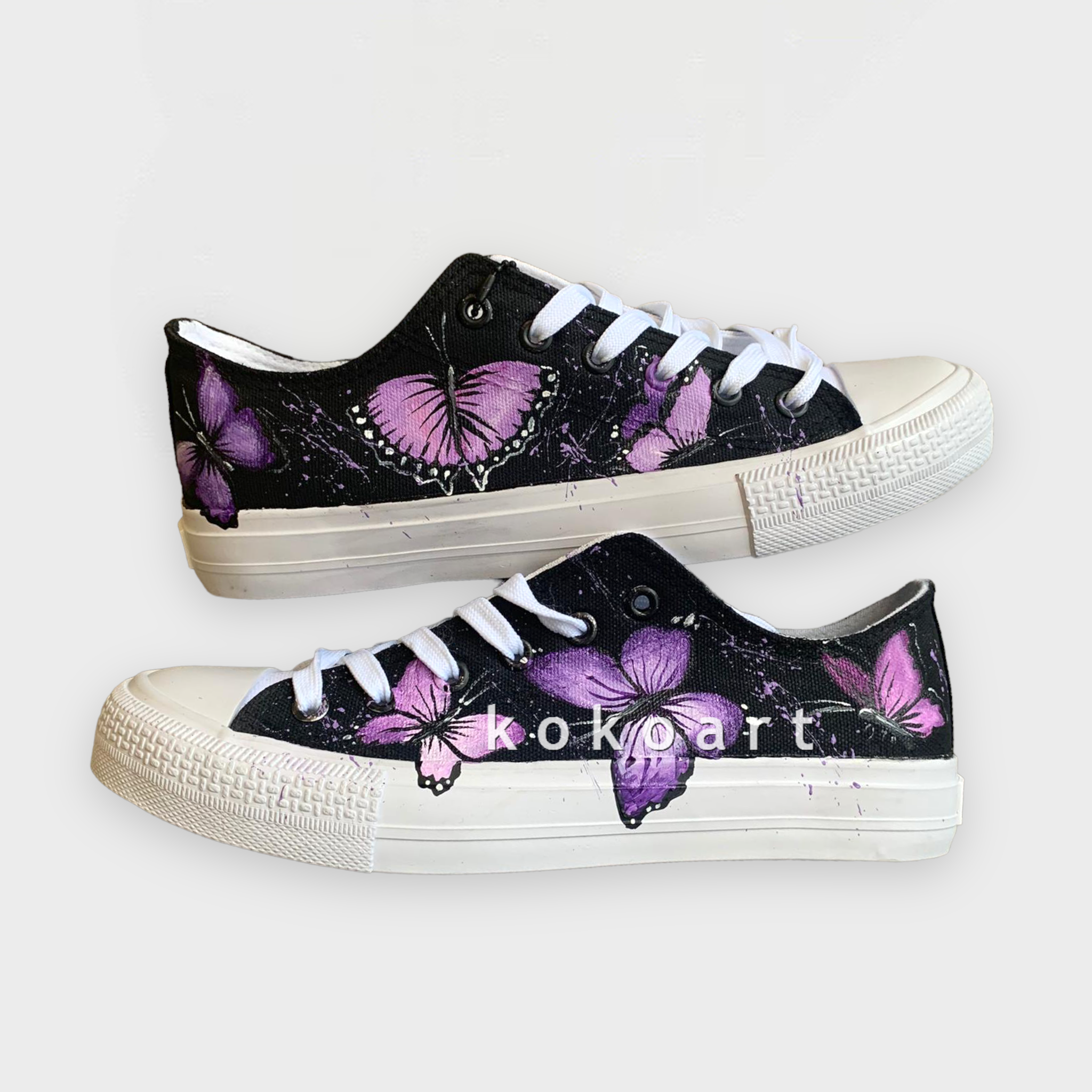 Purple Butterflies Hand Painted Shoes