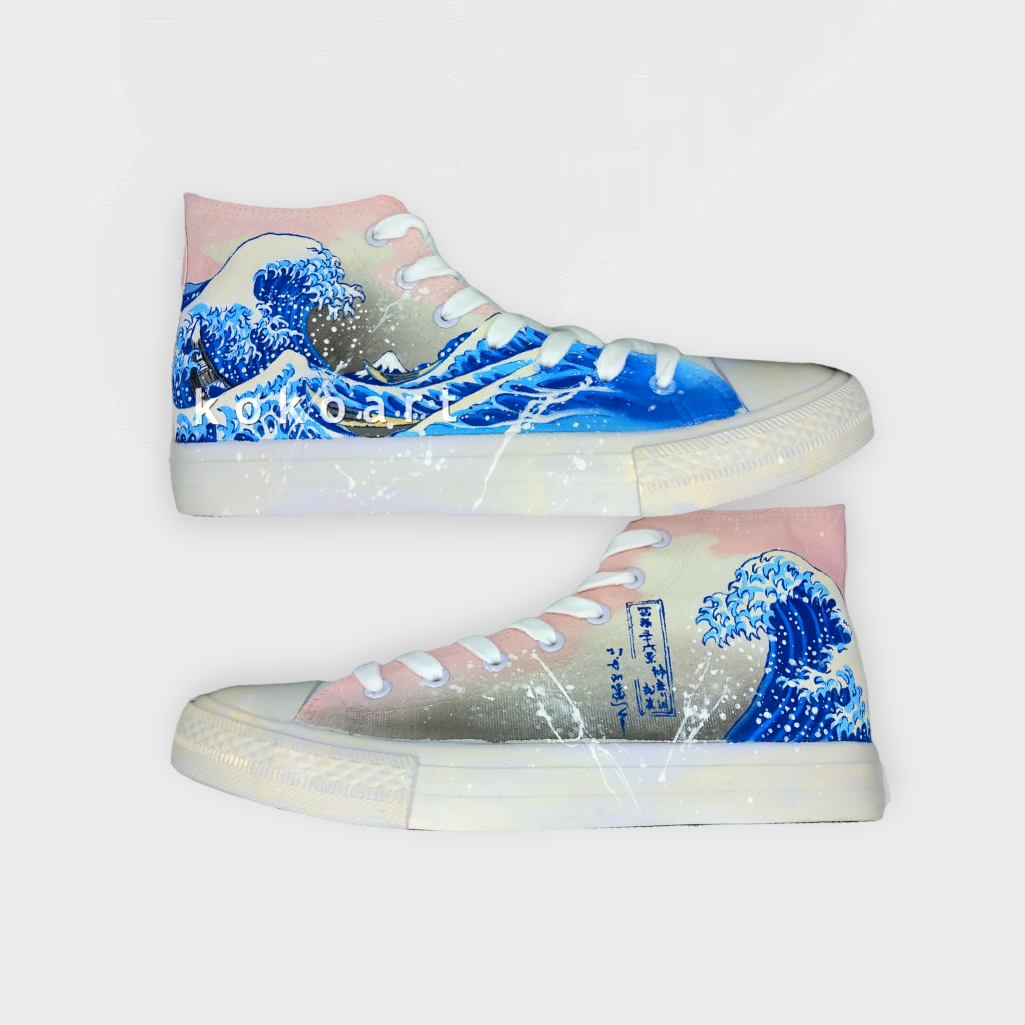 Waves Pink Hand Painted Shoes