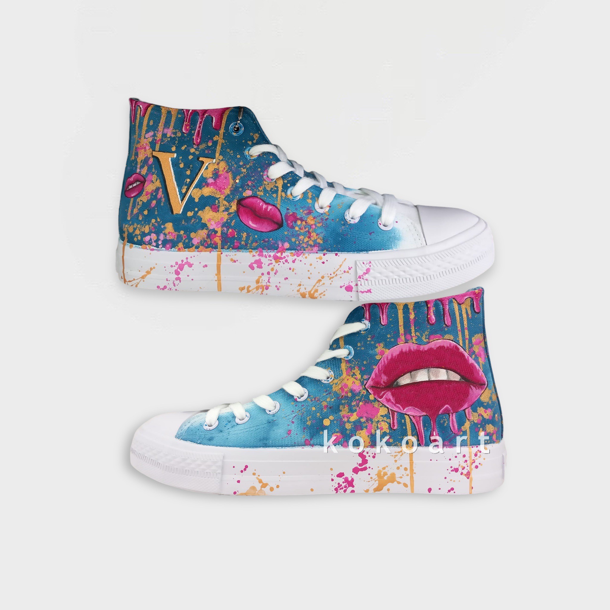 Lips Gold Dripping - Kids - Shoes